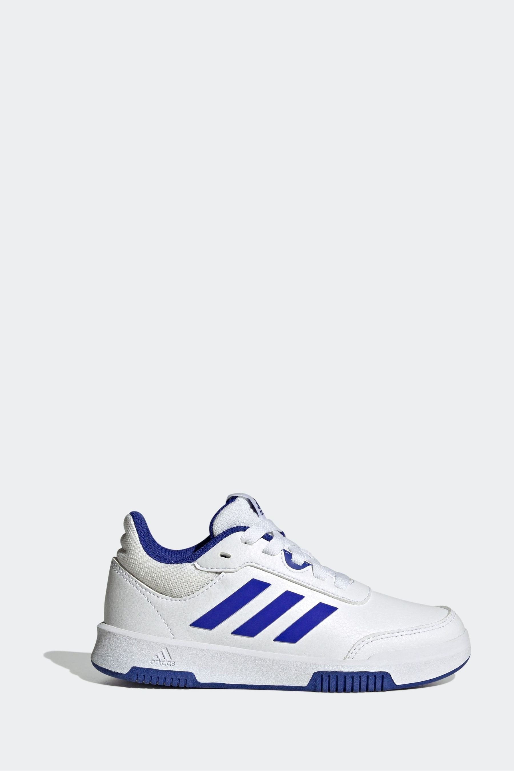 adidas White/Blue Tensaur Sport Lace Up Trainers