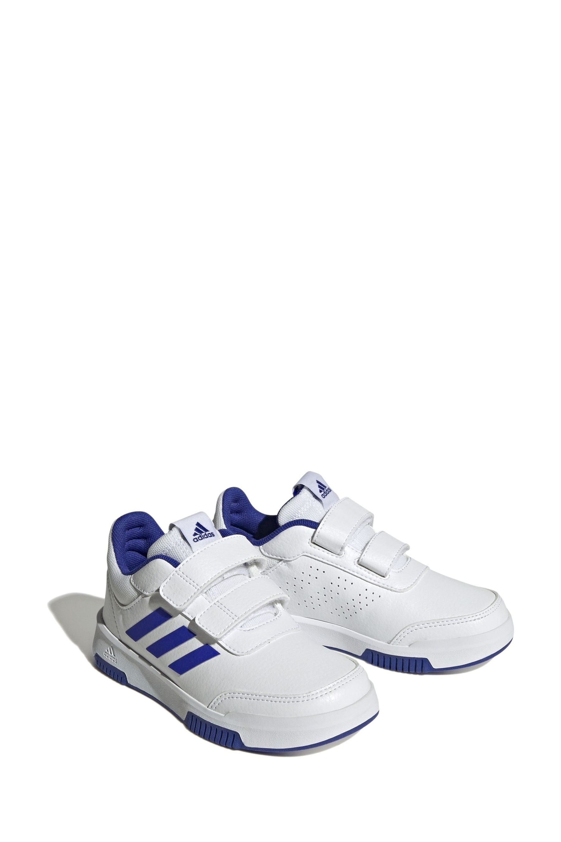 White/Blue adidas Tensaur Hook and Loop Shoes