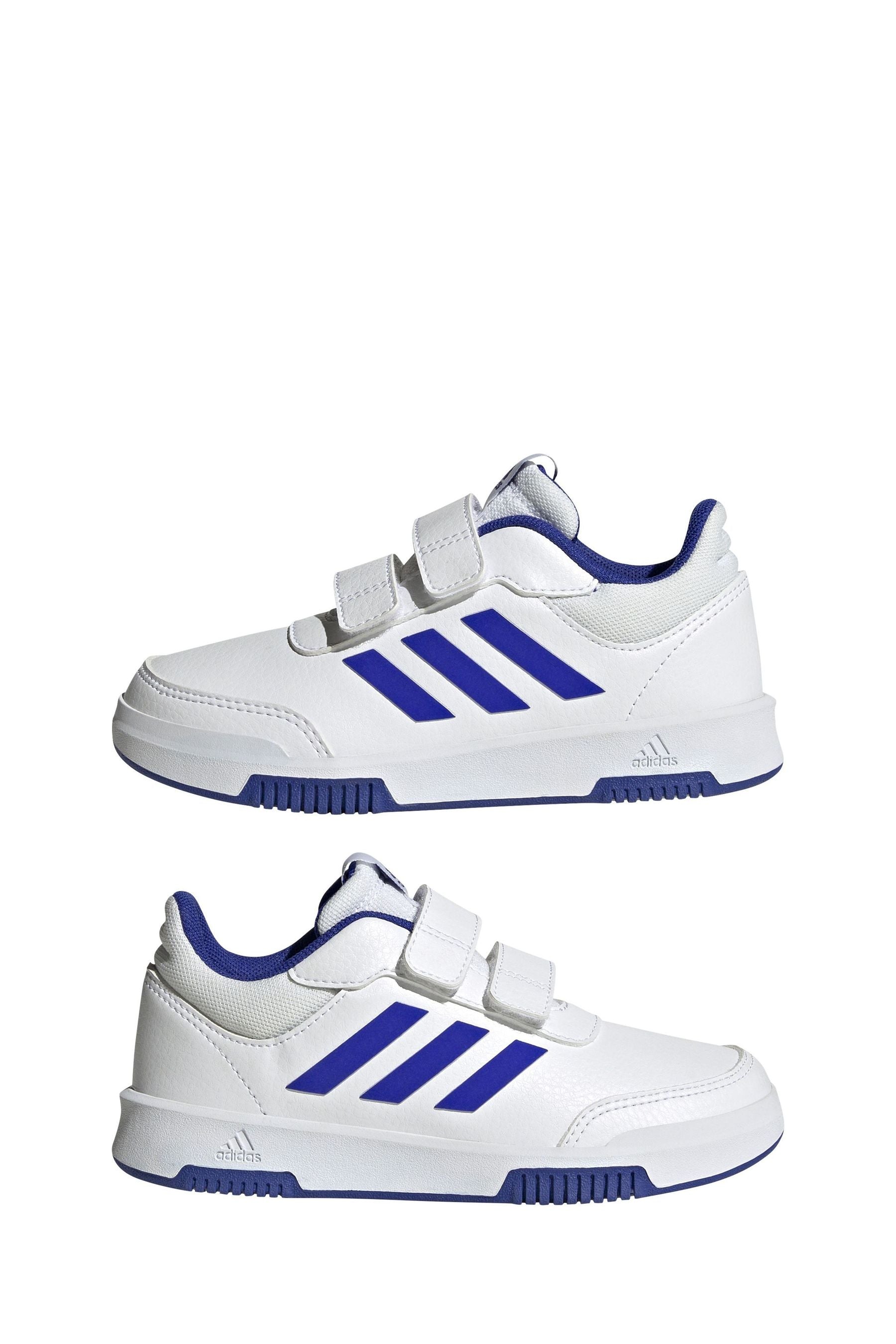 White/Blue adidas Tensaur Hook and Loop Shoes