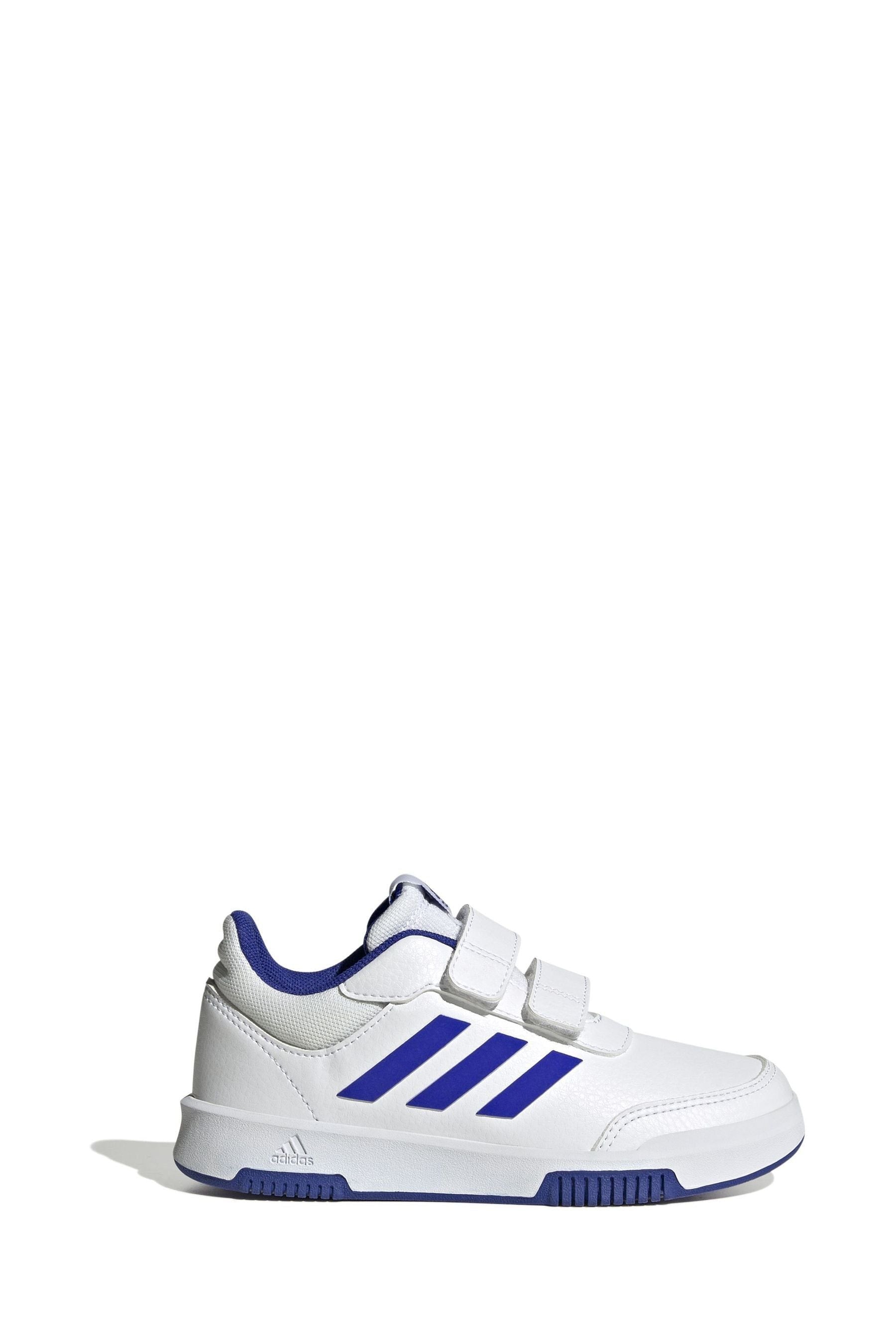 adidas White/Blue Hook and Loop Tensaur Hook and Loop Trainers