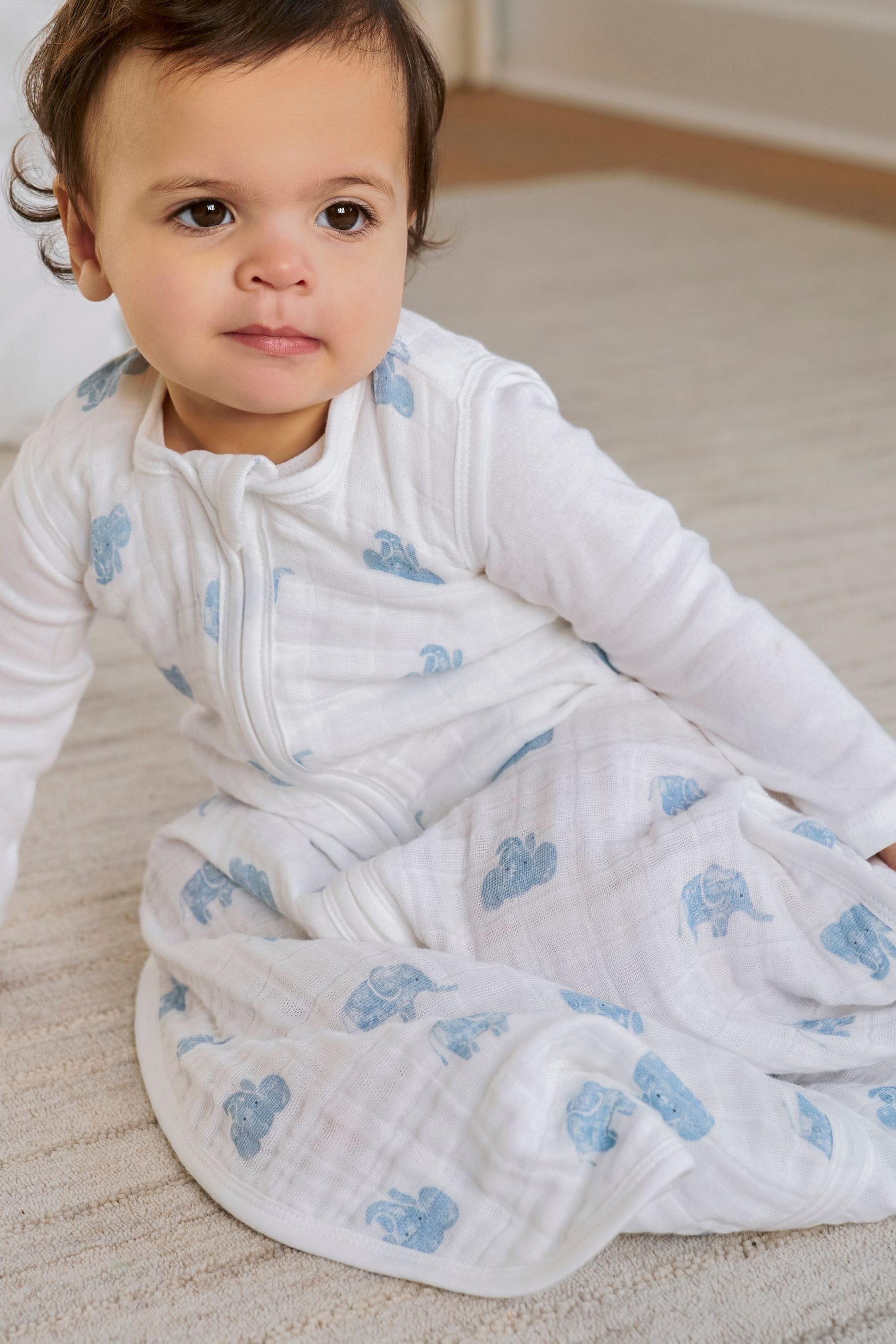 aden + anais White Sleeping Bag 1 TOG Organic Cotton Muslin Animal Kingdom