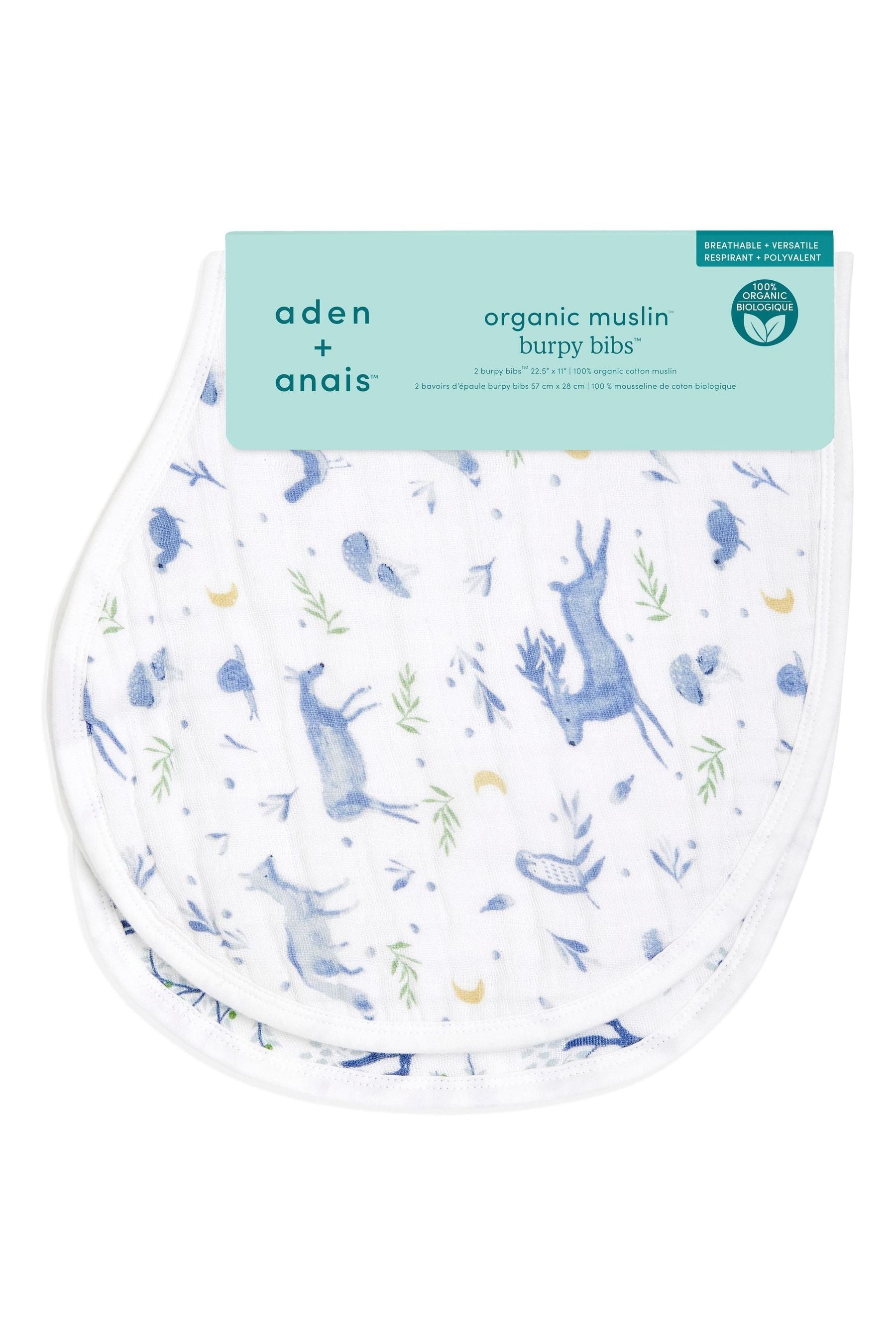 aden + anais Blue Cotton Muslin Burpy Bibs 2 Pack