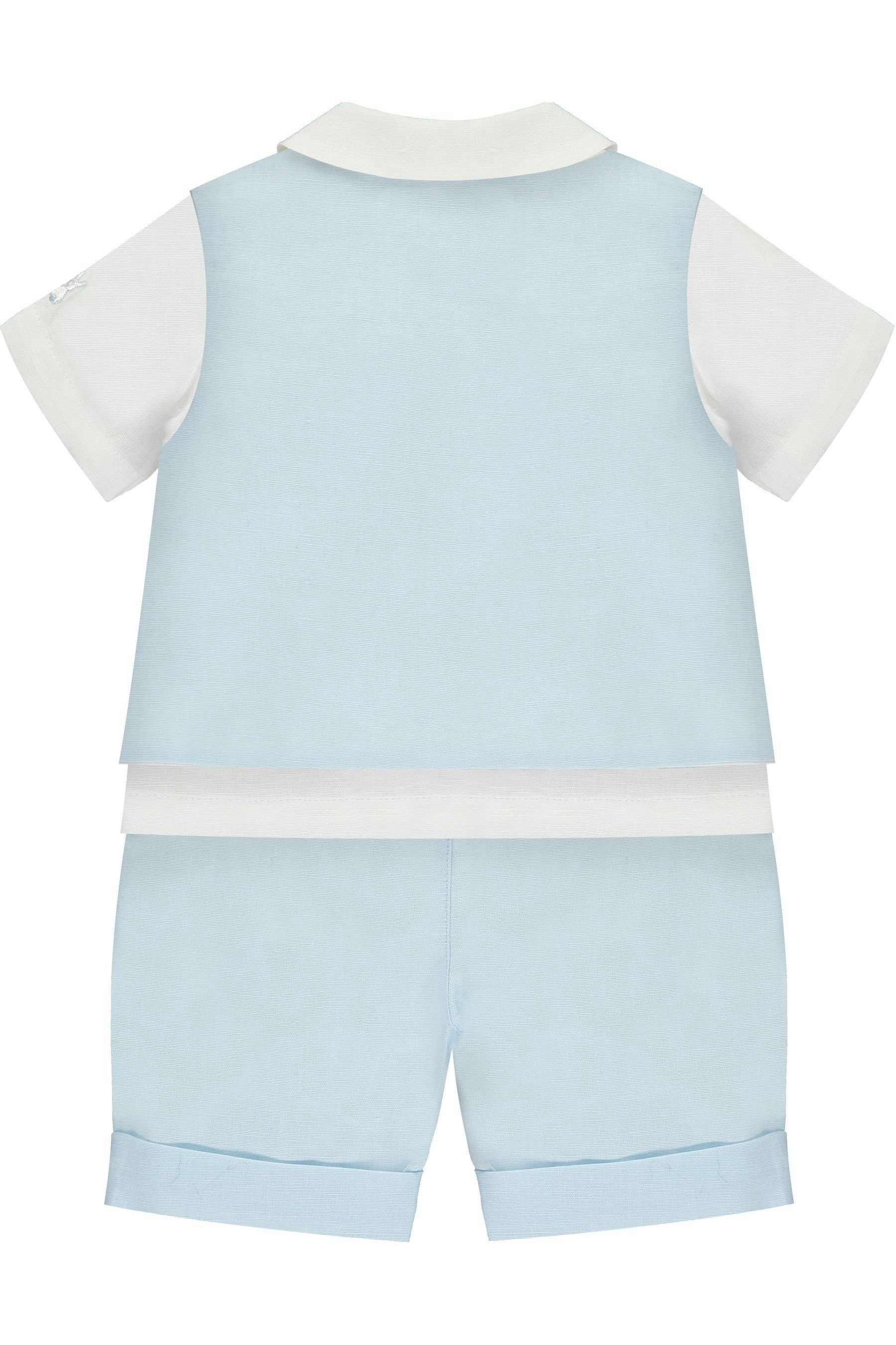 Emile Et Rose Blue Three-Piece Linen Shorts And Hat Set