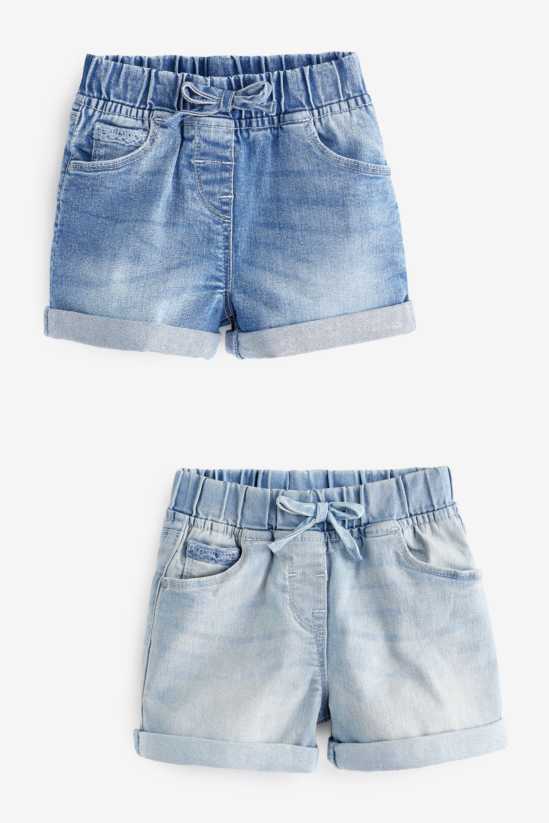 Denim Dark Wash 2 Pack Elasticated Waist Shorts (3mths-10yrs)