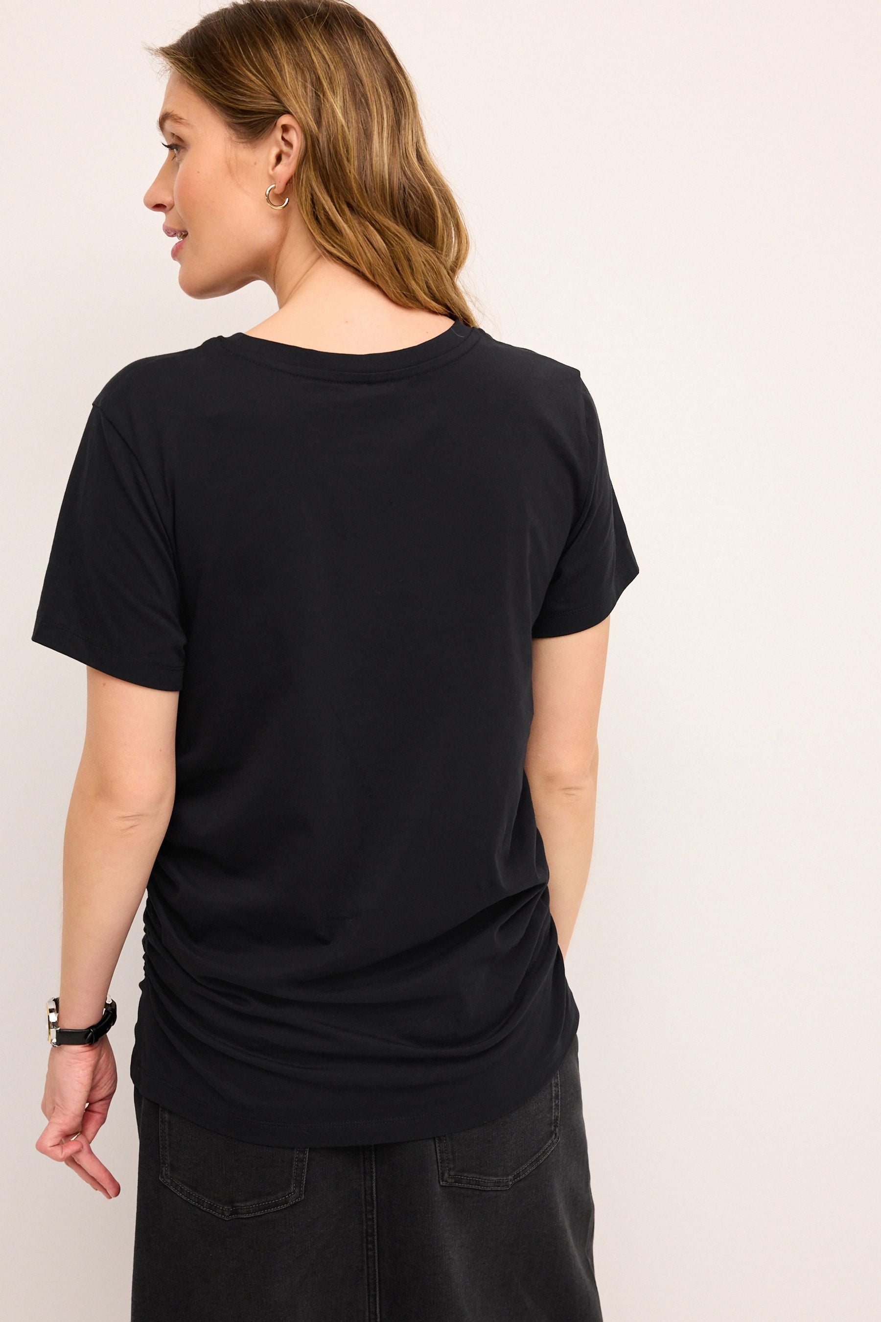 Black Maternity Ruched Side T-Shirt