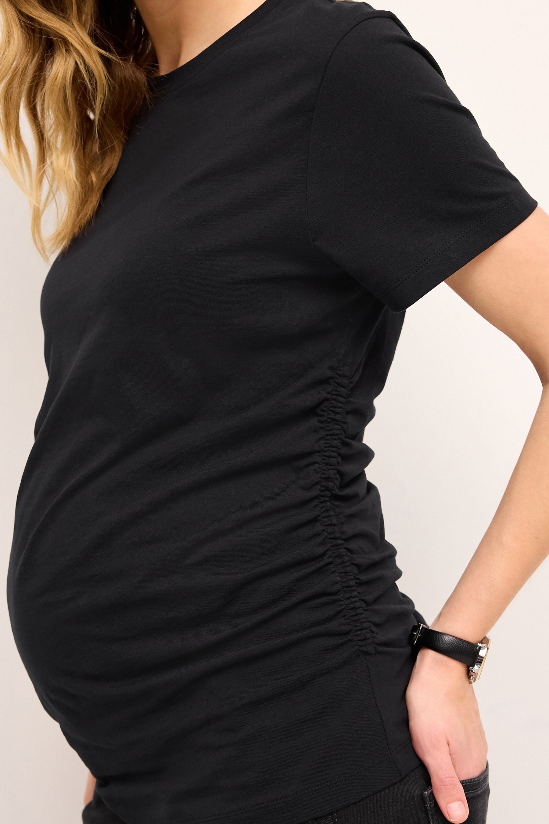 Black Maternity Ruched Side T-Shirt