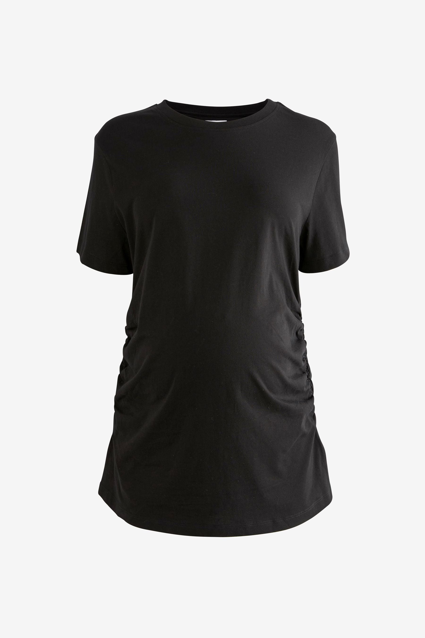 Black 100% Cotton Maternity Ruched Side T-Shirt