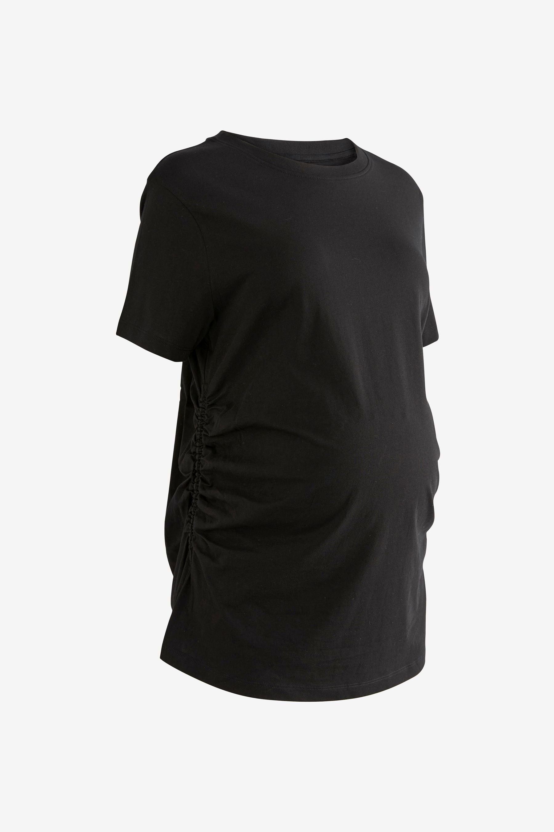 Black 100% Cotton Maternity Ruched Side T-Shirt