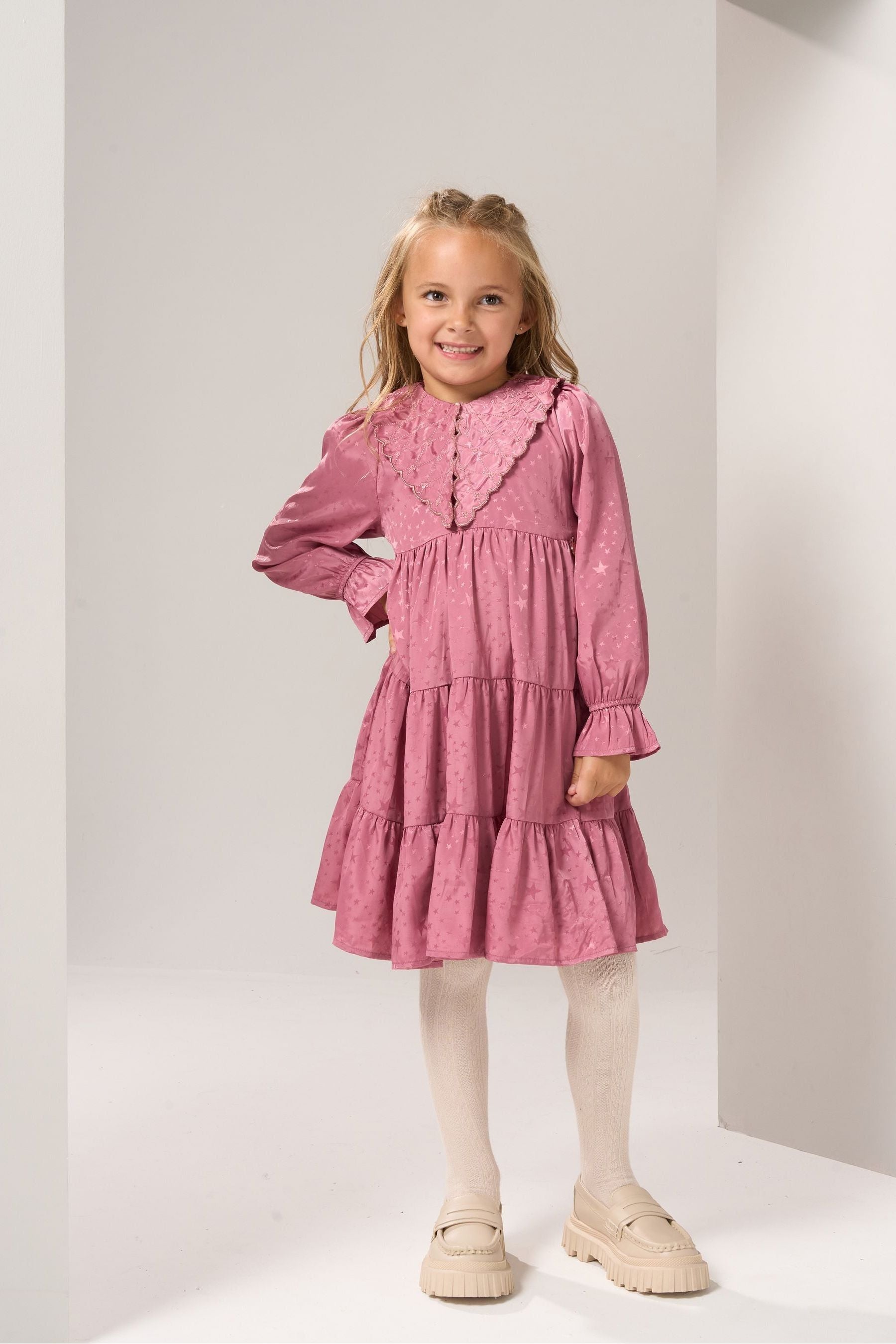 Angel & Rocket Pink Sophia Jacquard Star Dress