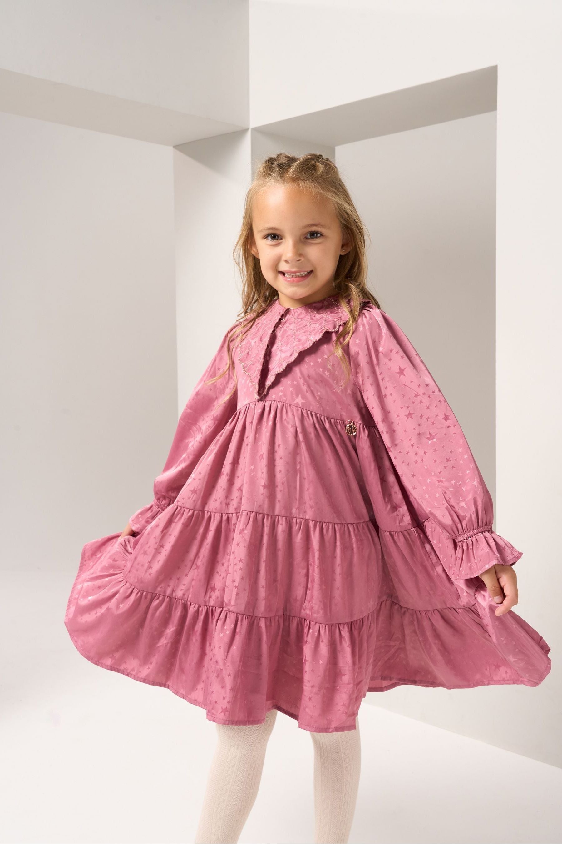 Angel & Rocket Pink Sophia Jacquard Star Dress