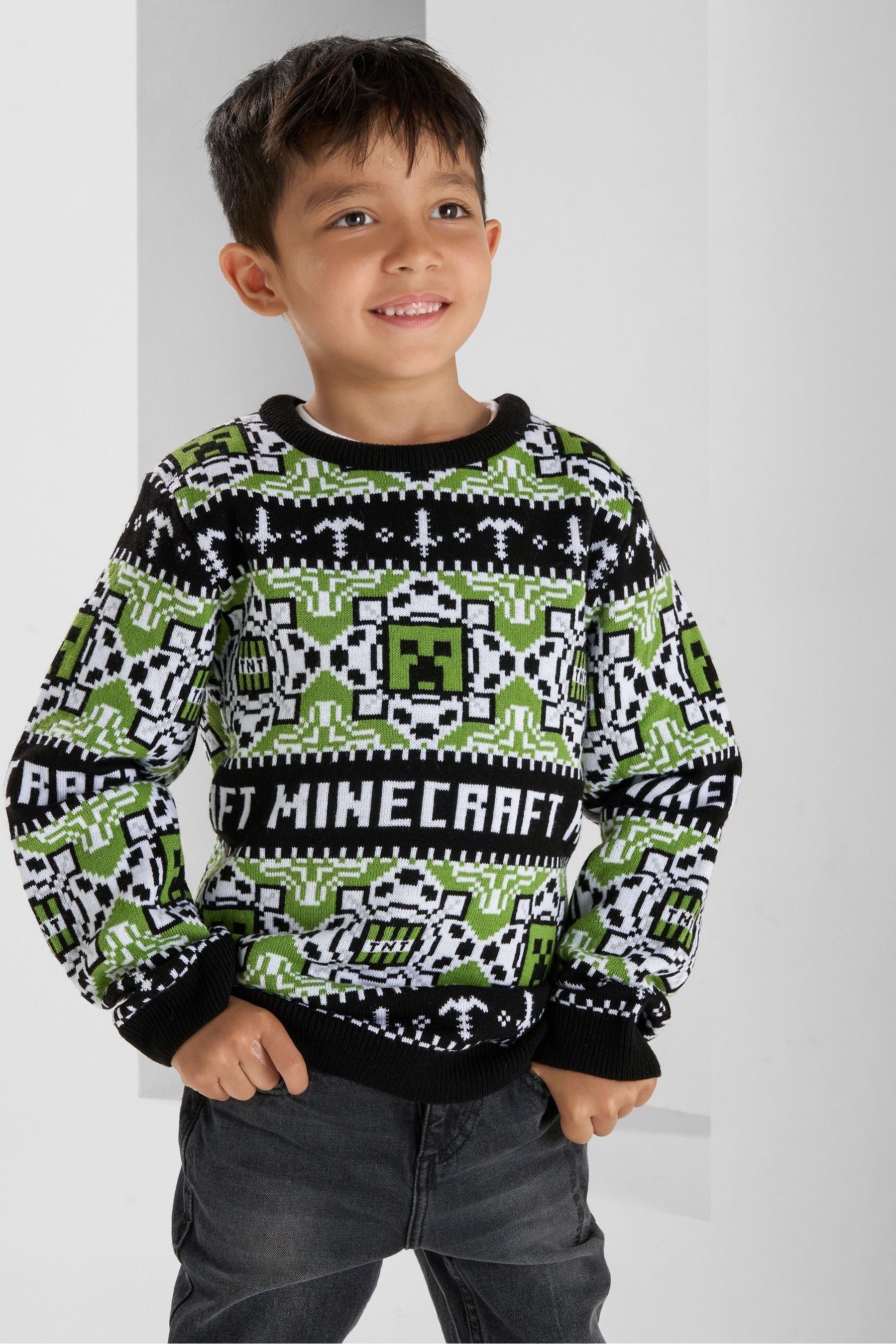 Angel & Rocket Green Fairisle Minecraft Christmas Jumper