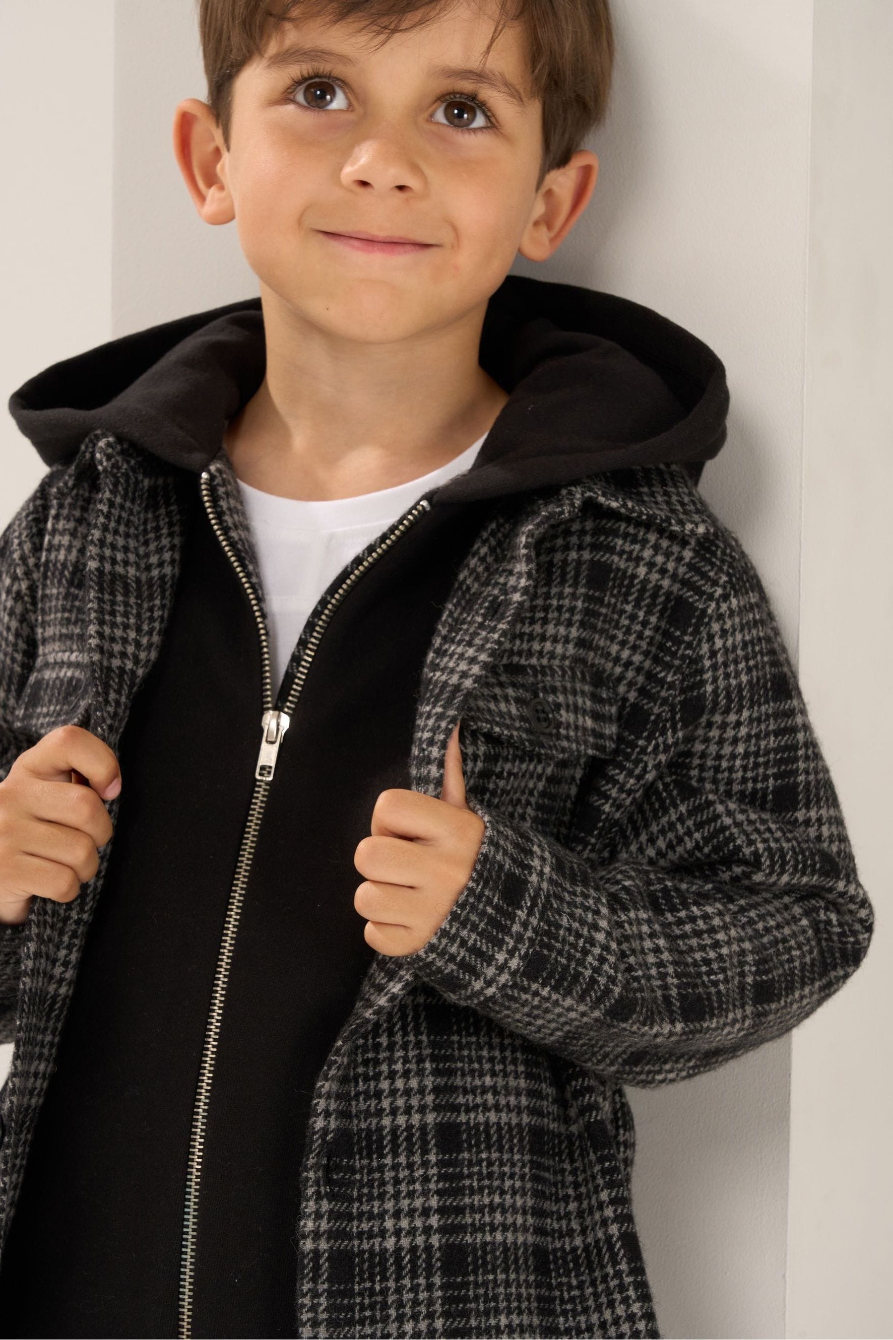 Angel & Rocket Black Hampy Check Hooded Shirt