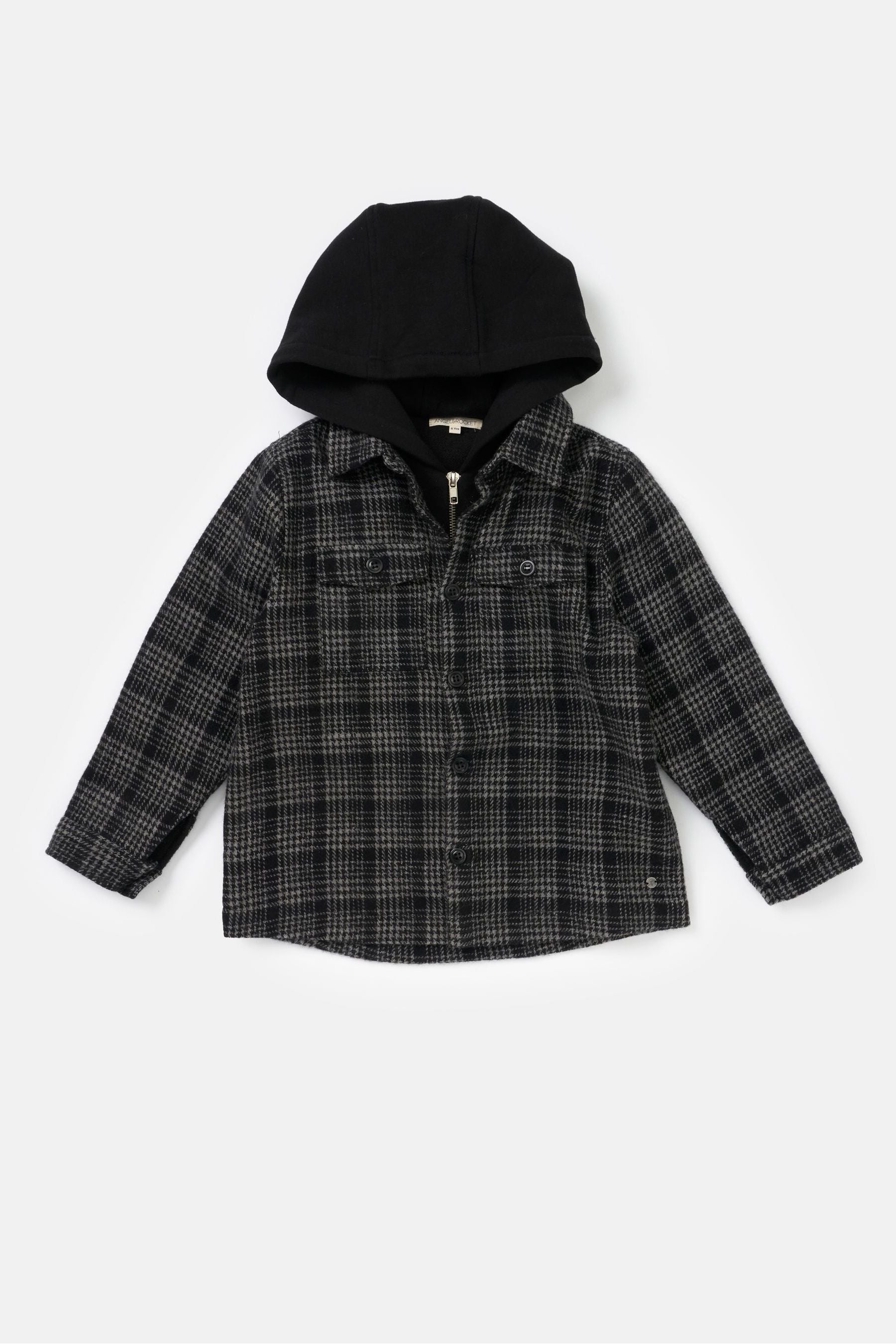 Angel & Rocket Black Hampy Check Hooded Shirt