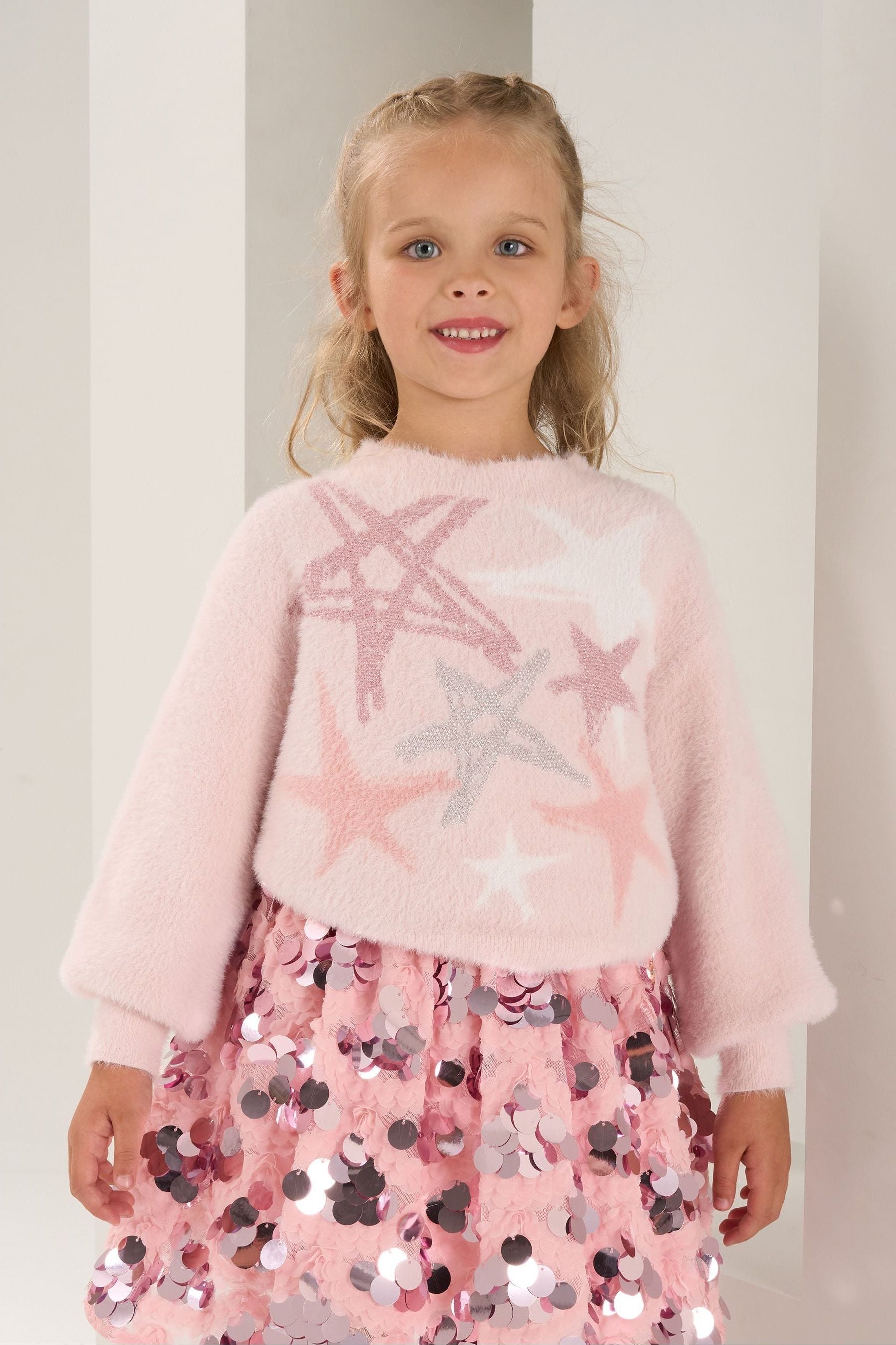 Pink Angel & Rocket Lizzie Pastel Star Jumper