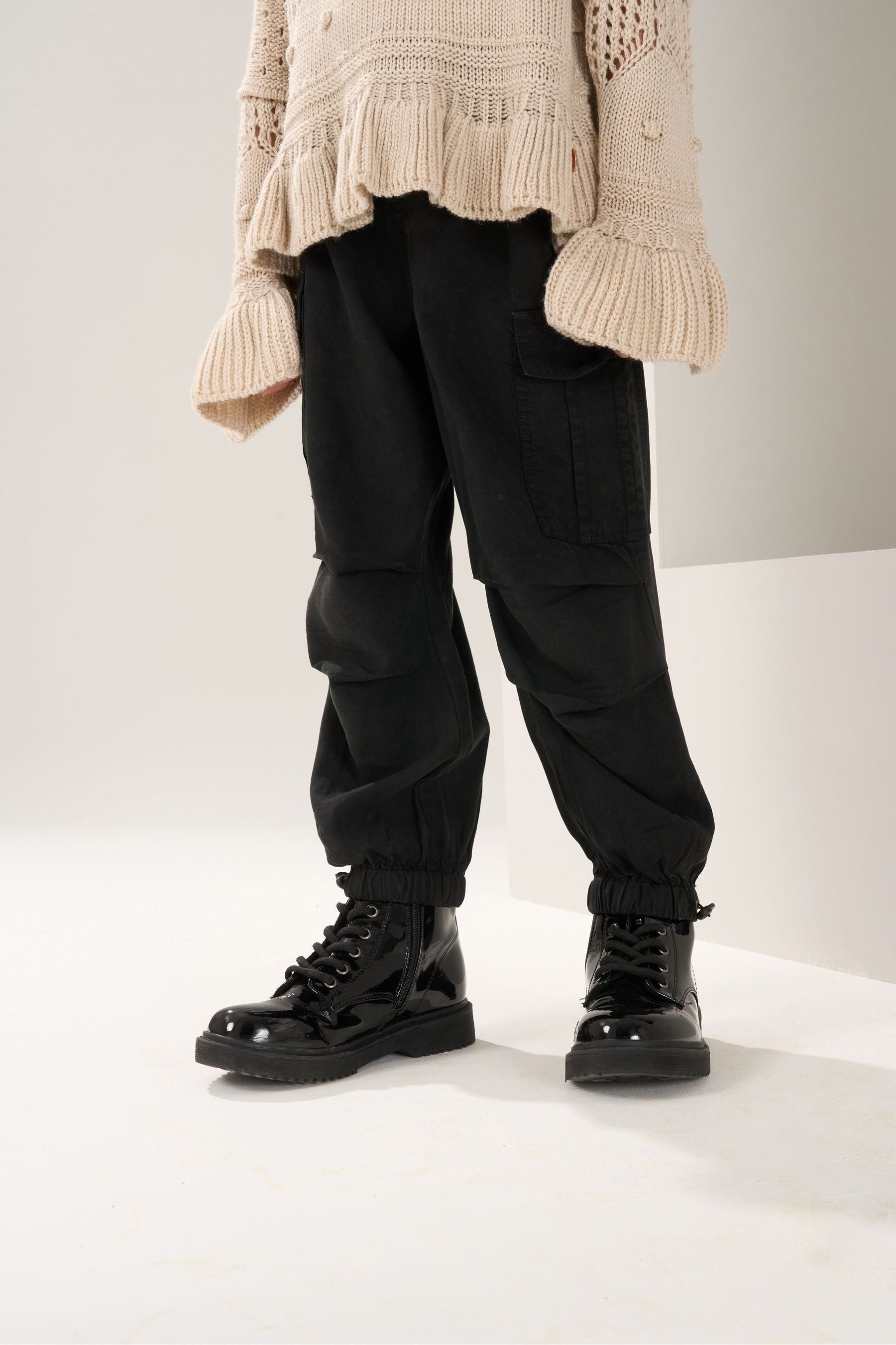 Black Angel & Rocket Parachute Cargo Tara Trousers