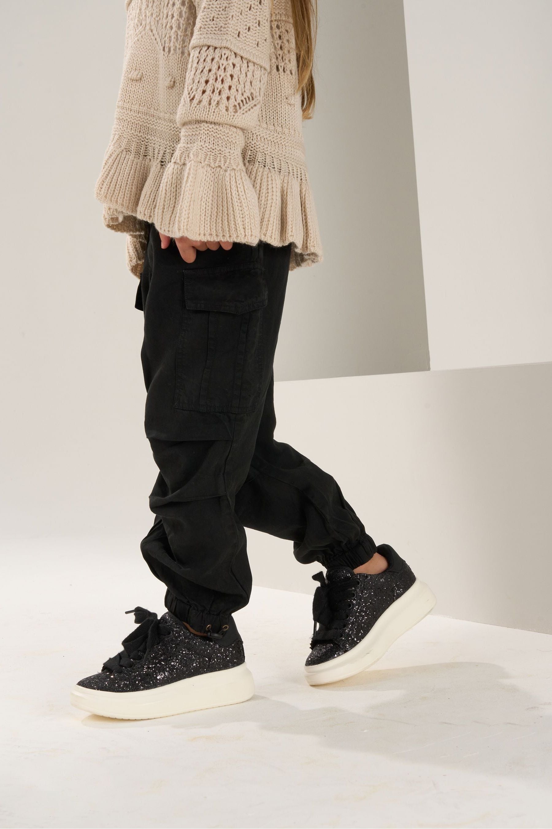 Black Angel & Rocket Parachute Cargo Tara Trousers