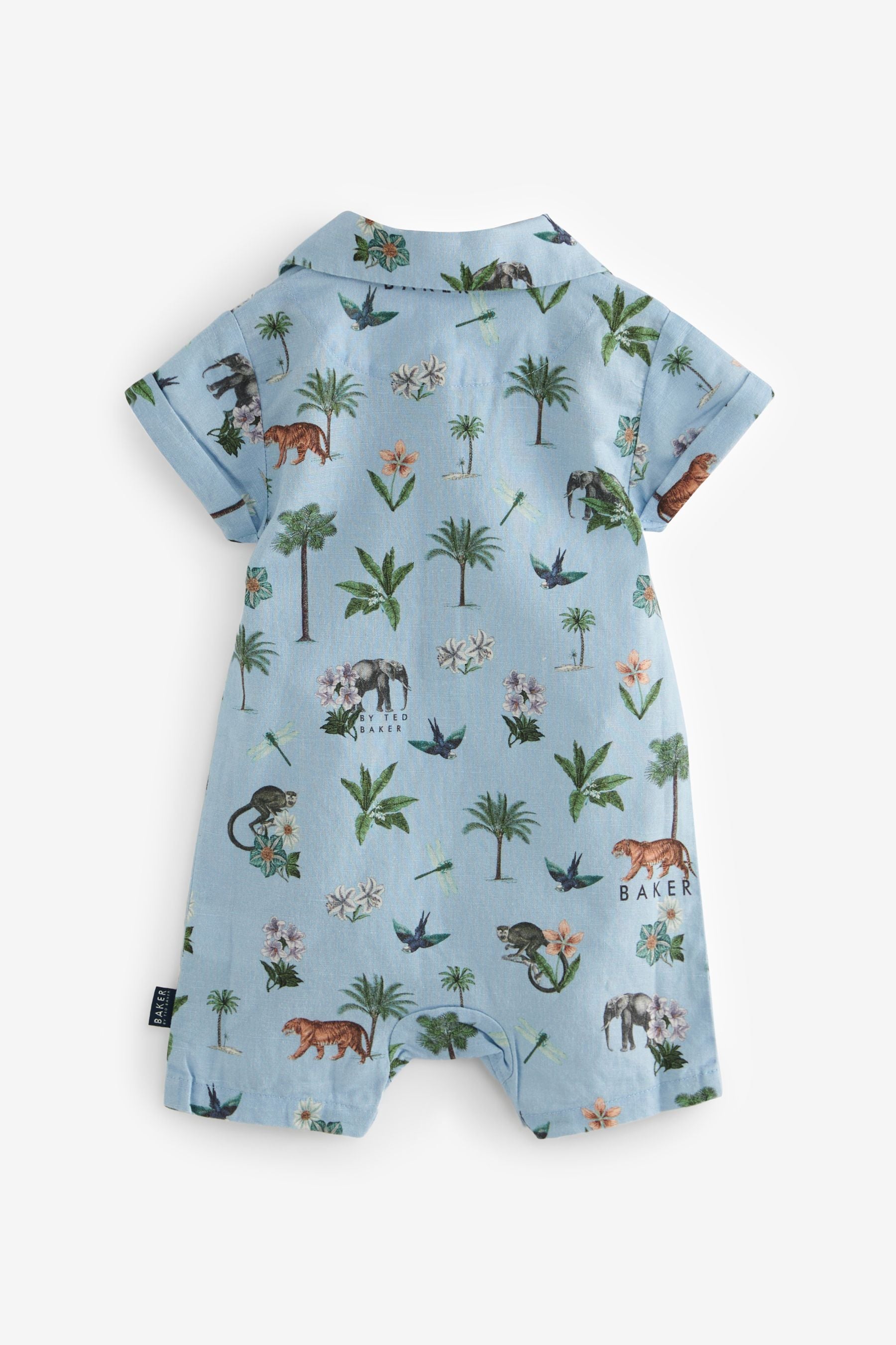 Baker by Ted Baker Printed Shirt Romper and Hat Set