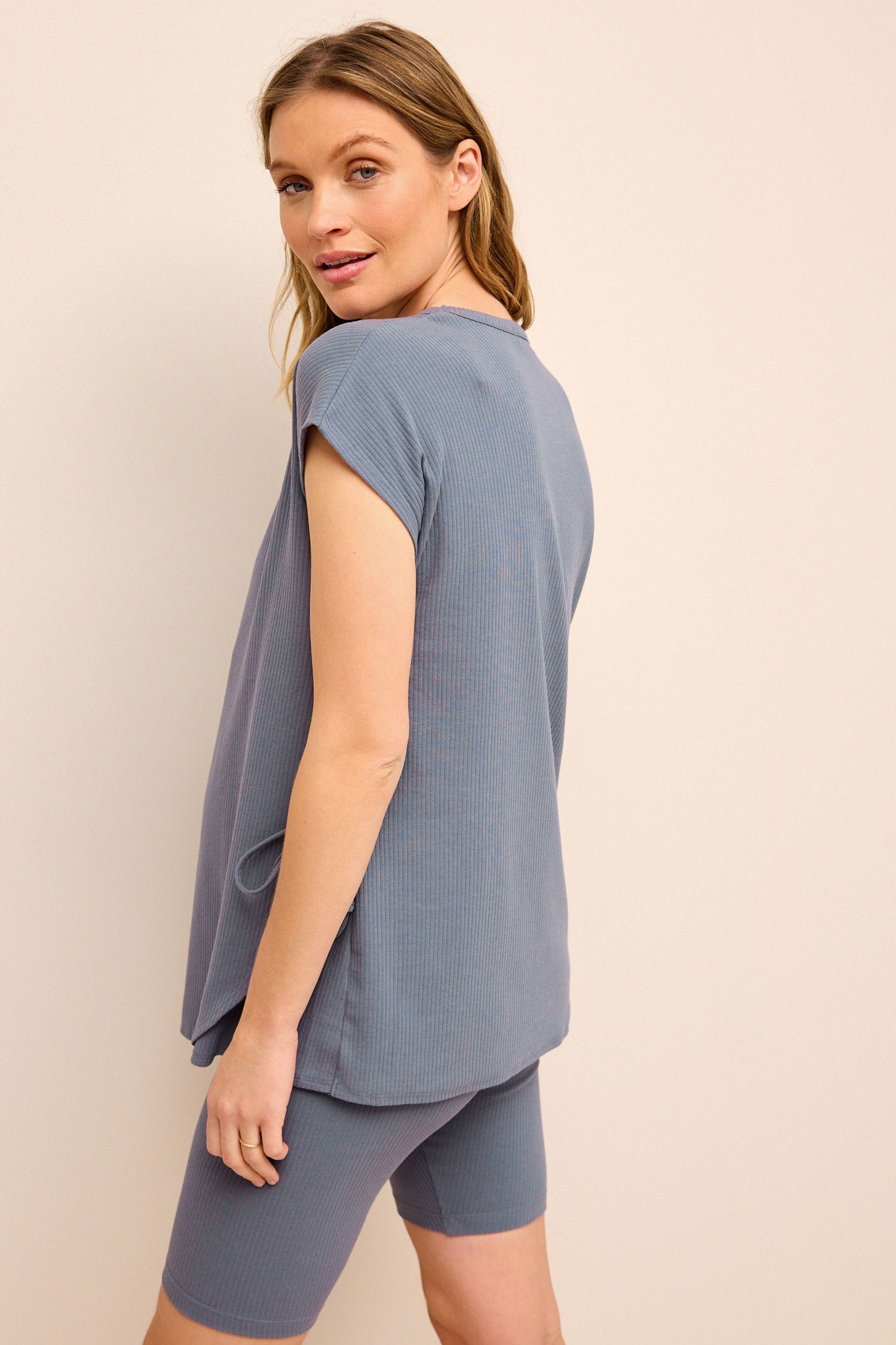 Blue Maternity Tie-Side Nursing Top