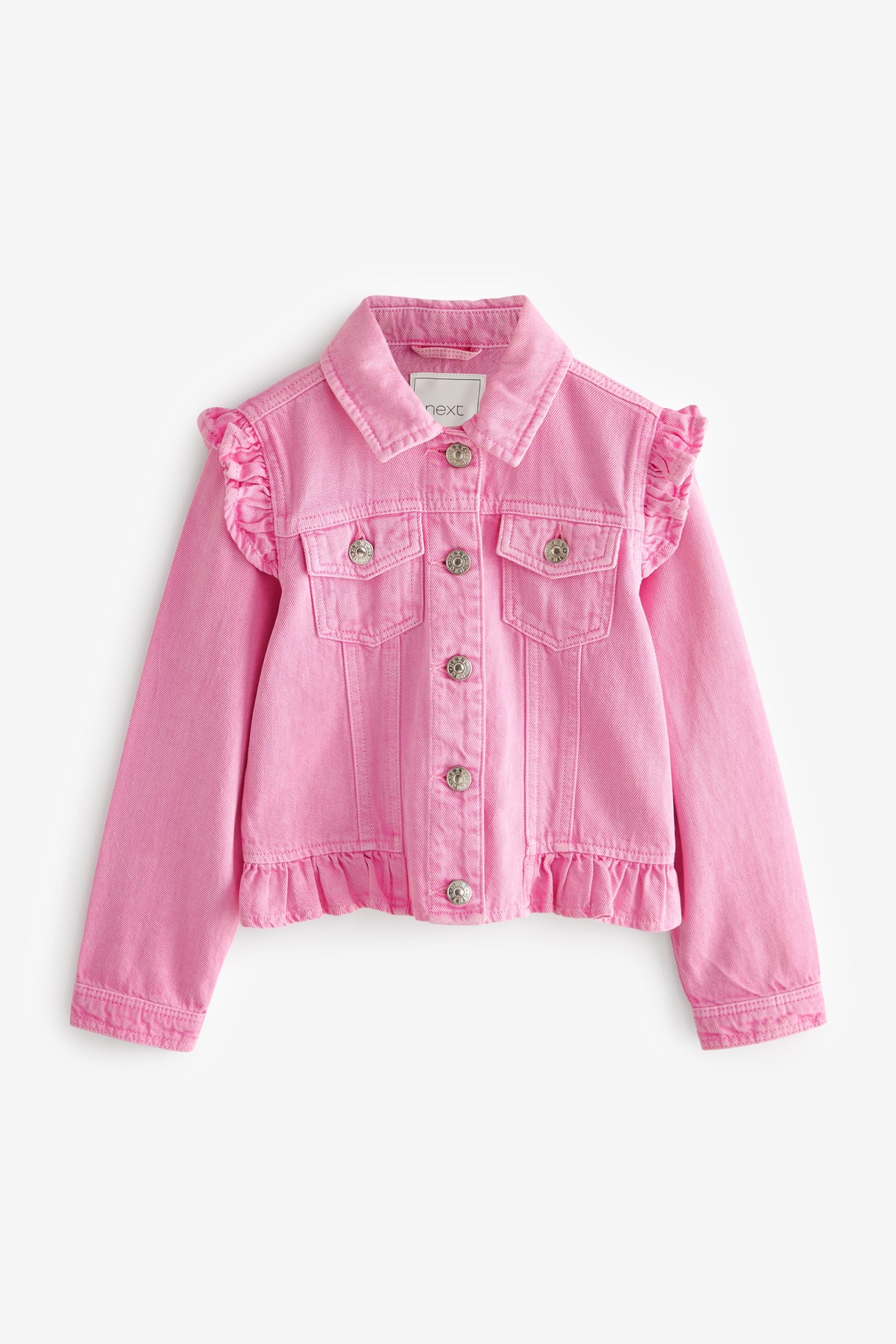 Bright Pink Frill Shoulder Denim Jacket (3-16yrs)