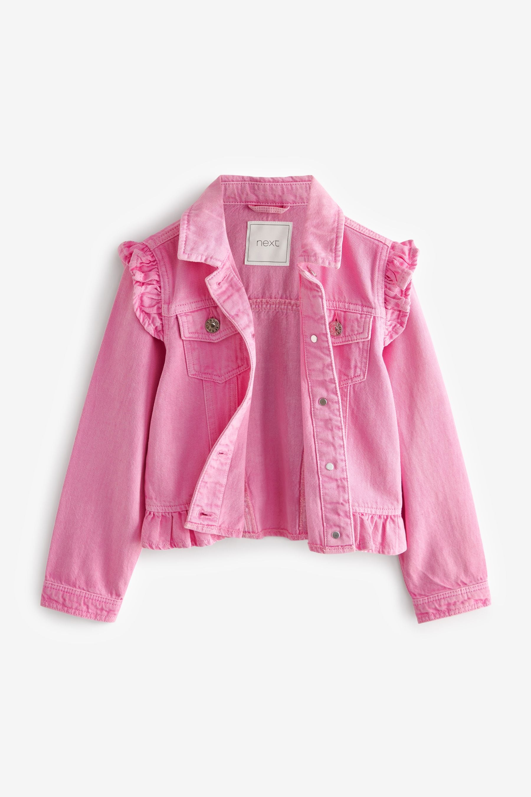 Bright Pink Frill Shoulder Denim Jacket (3-16yrs)