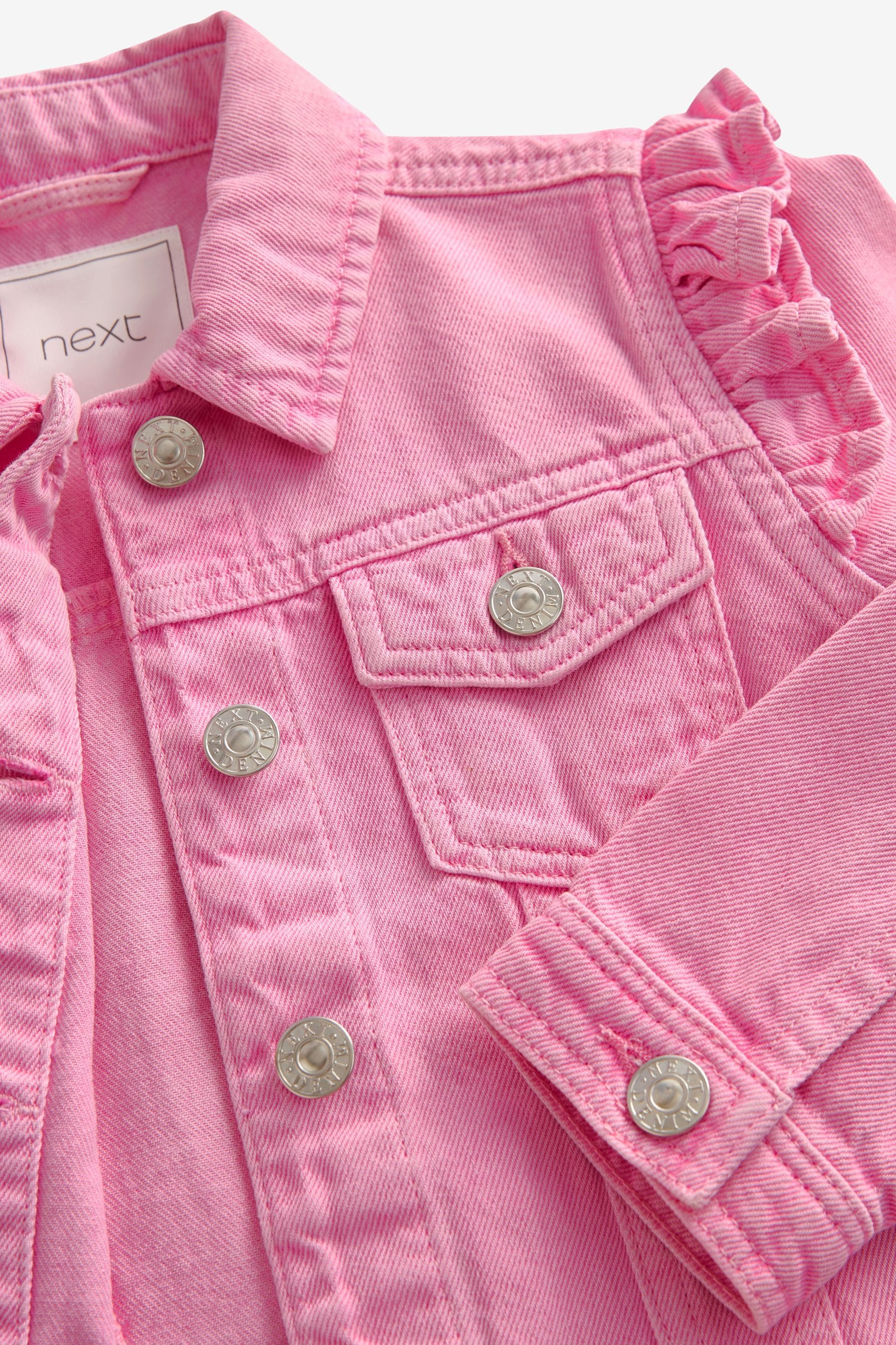 Bright Pink Frill Shoulder Denim Jacket (3-16yrs)