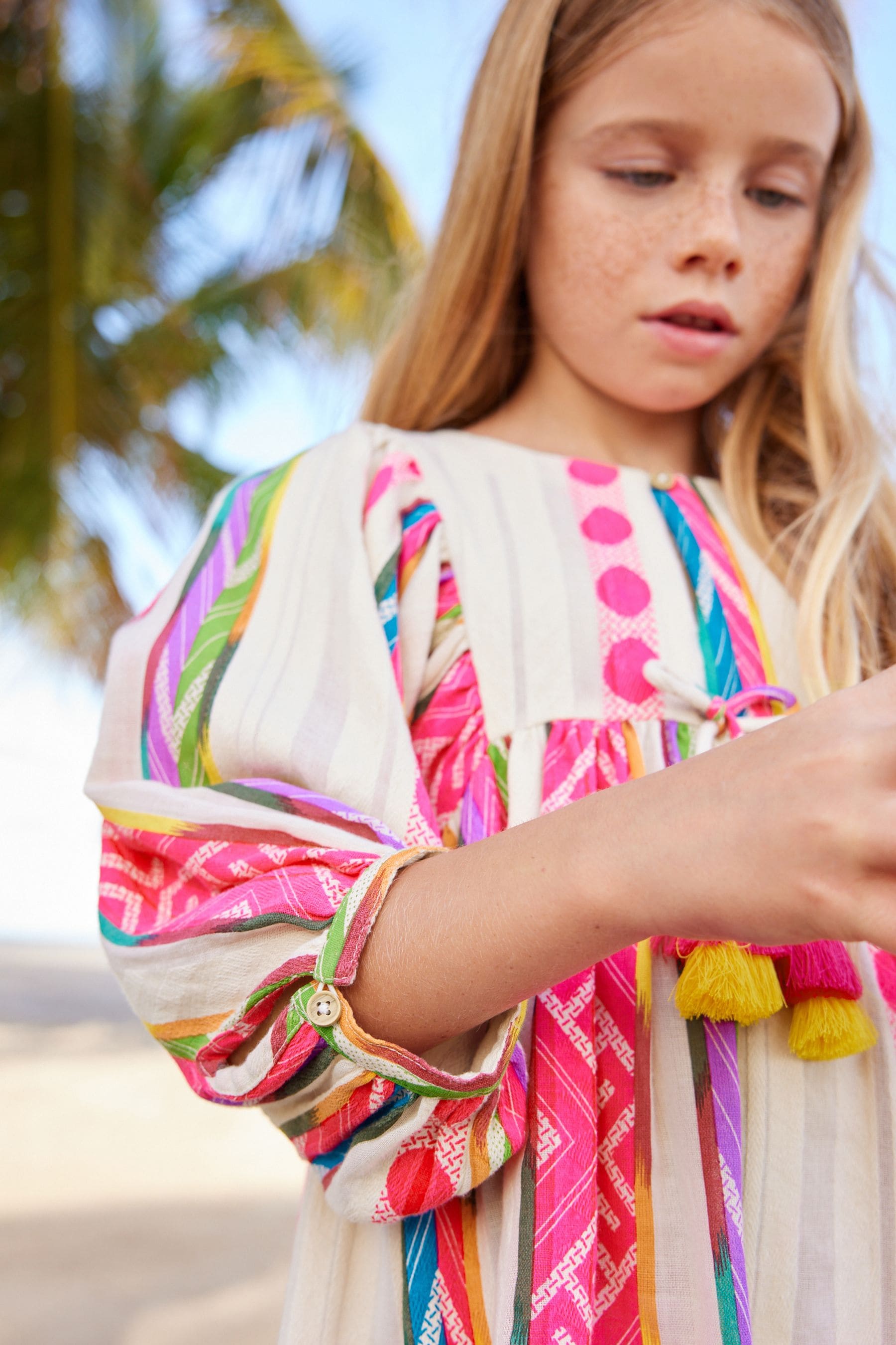 Bright Pink 100% Cotton Kaftan Dress (3-16yrs)