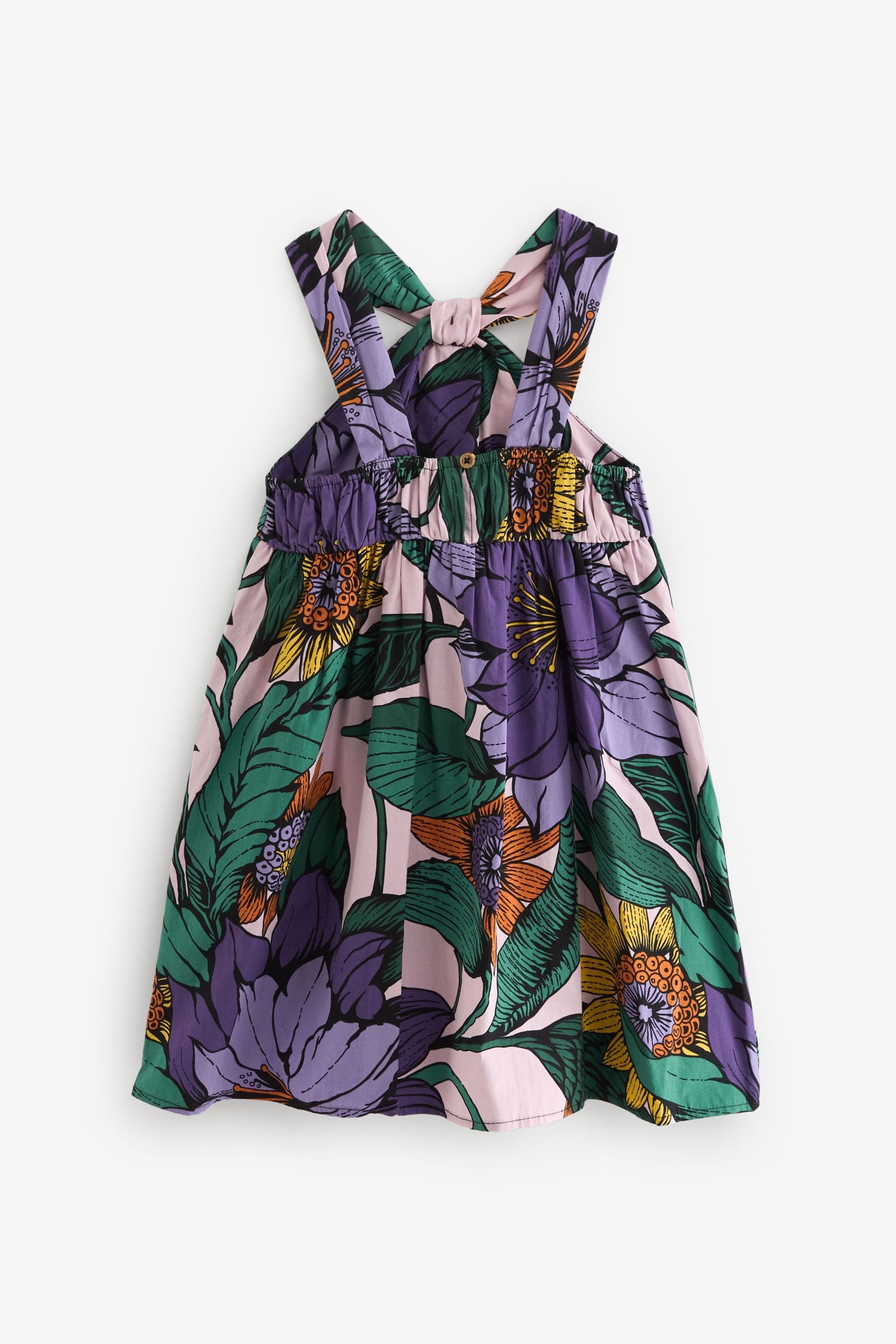 Purple Printed Cotton Dress (3-16yrs)