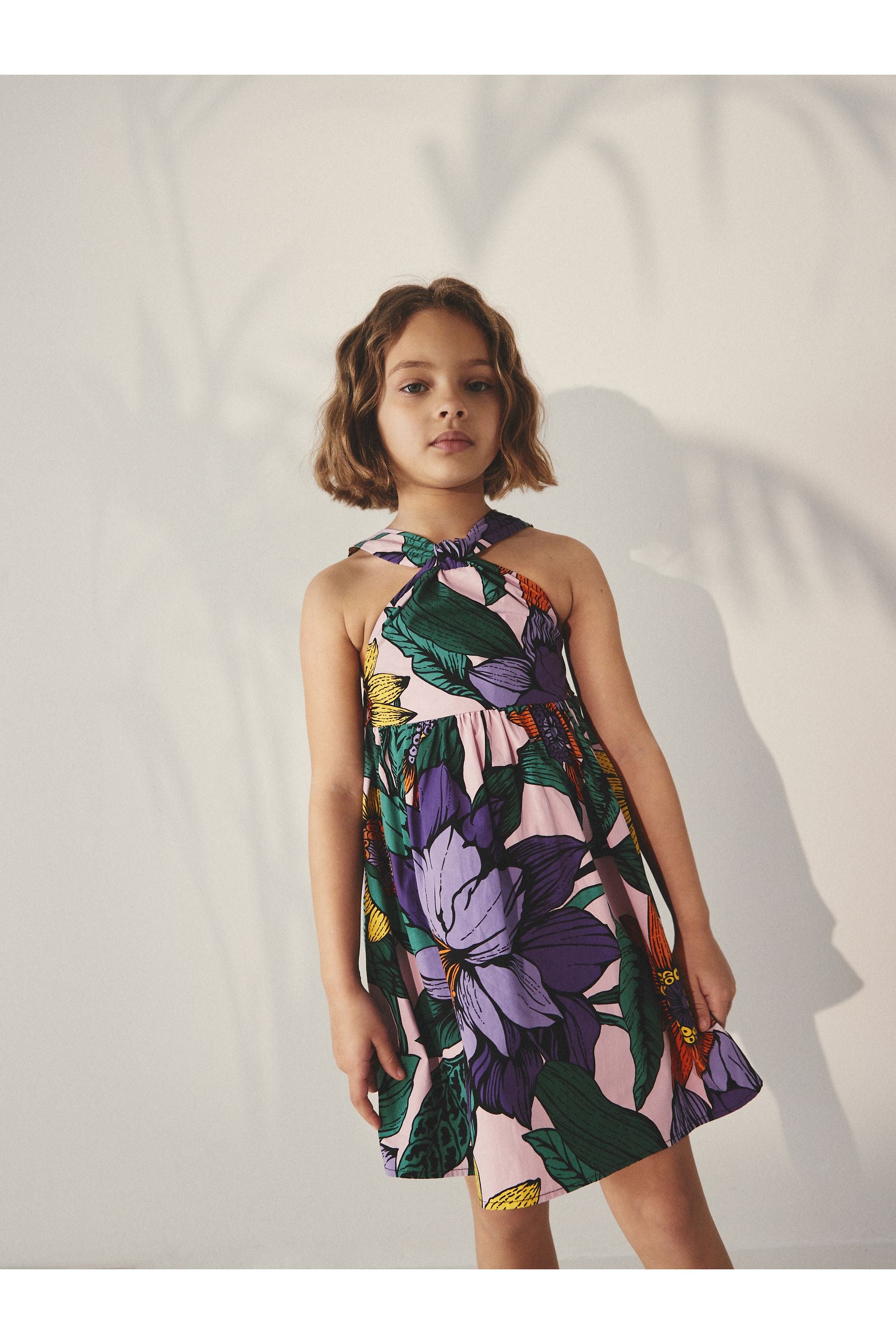 Purple Printed Cotton Dress (3-16yrs)