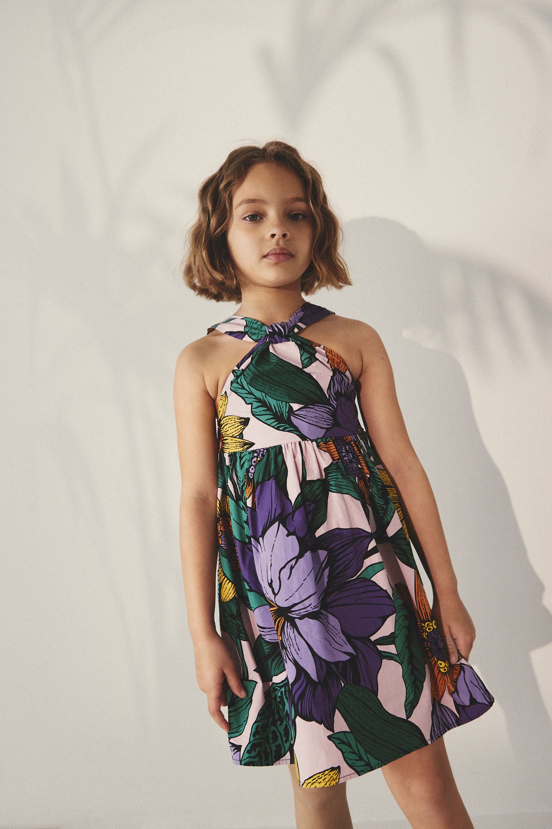 Purple Printed Cotton Dress (3-16yrs)