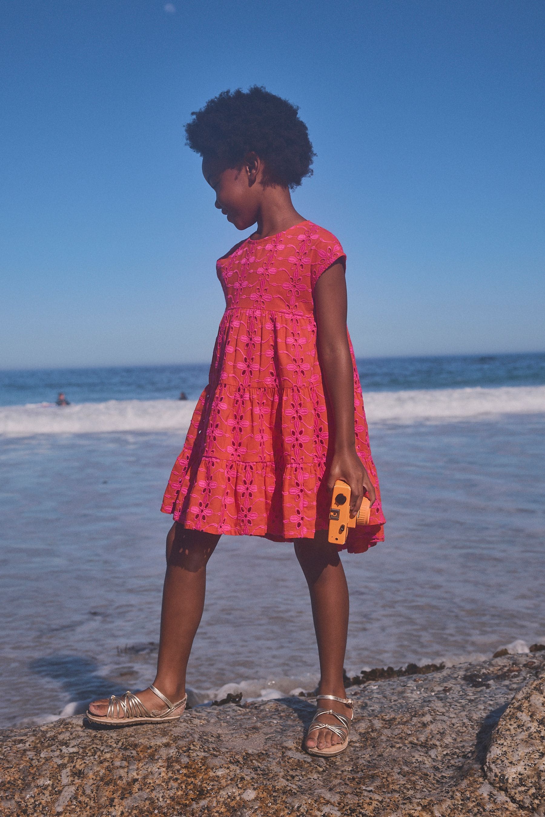 Pink/Orange Cotton Broderie Dress (3-16yrs)