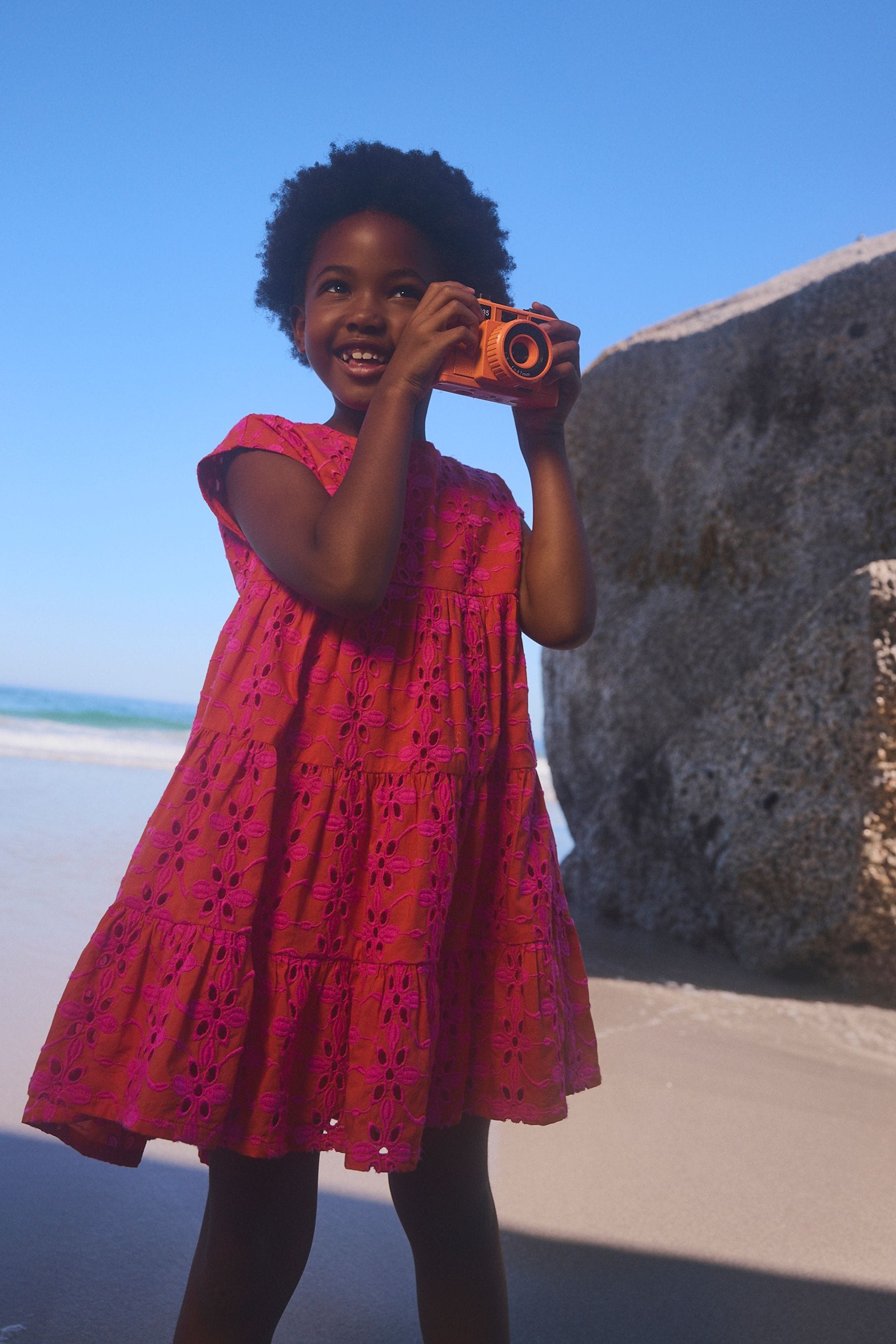 Pink/Orange Cotton Broderie Dress (3-16yrs)