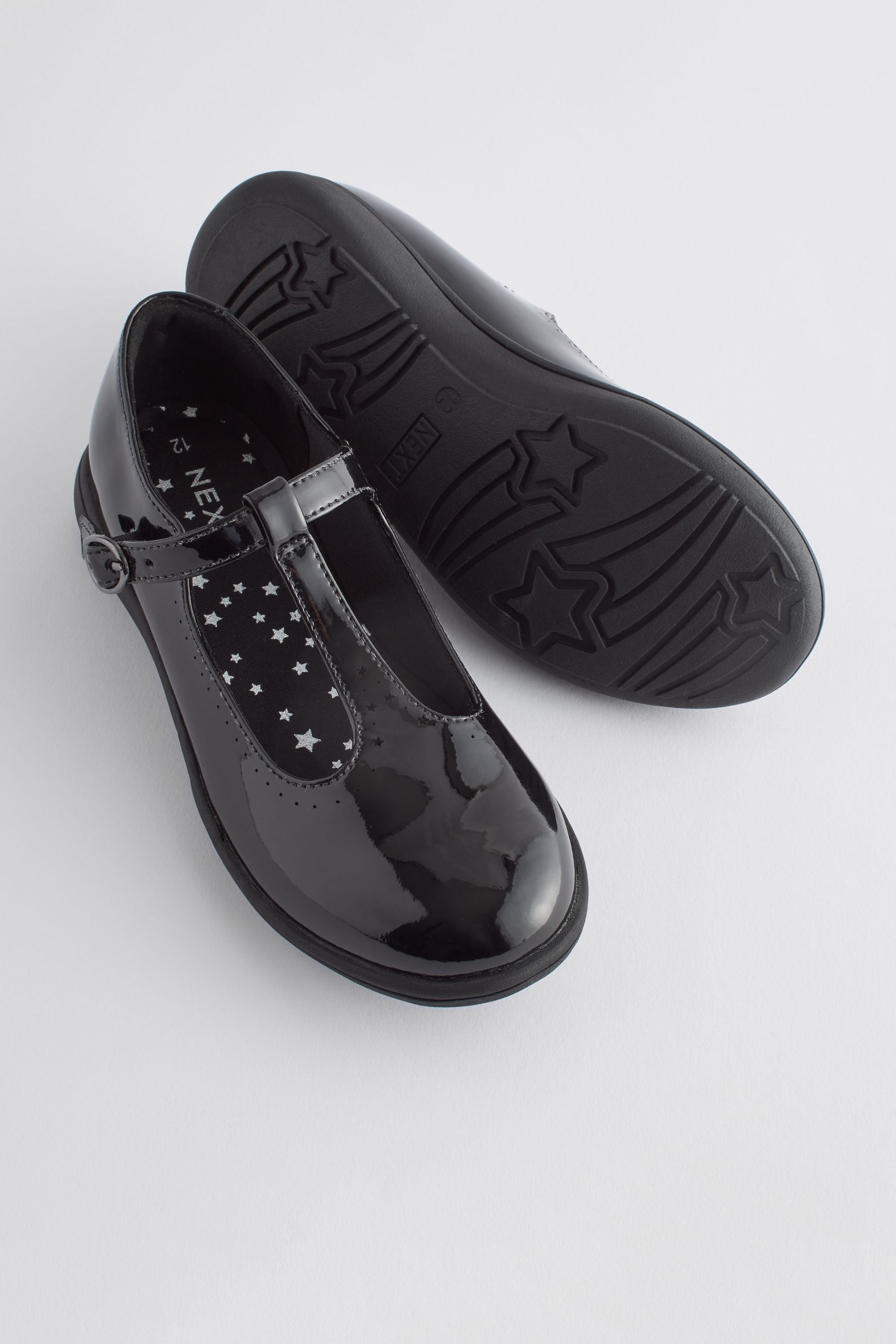 Black School Slim T-Bar Shoes