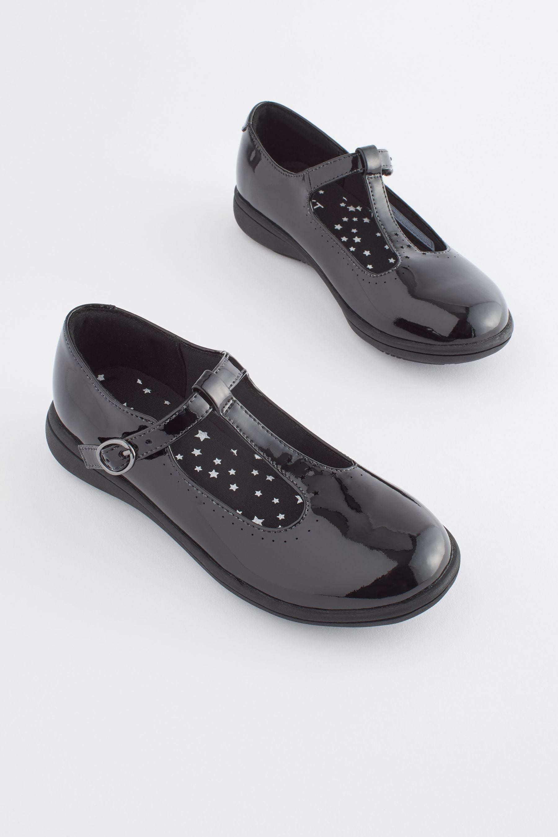 Black School Slim T-Bar Shoes