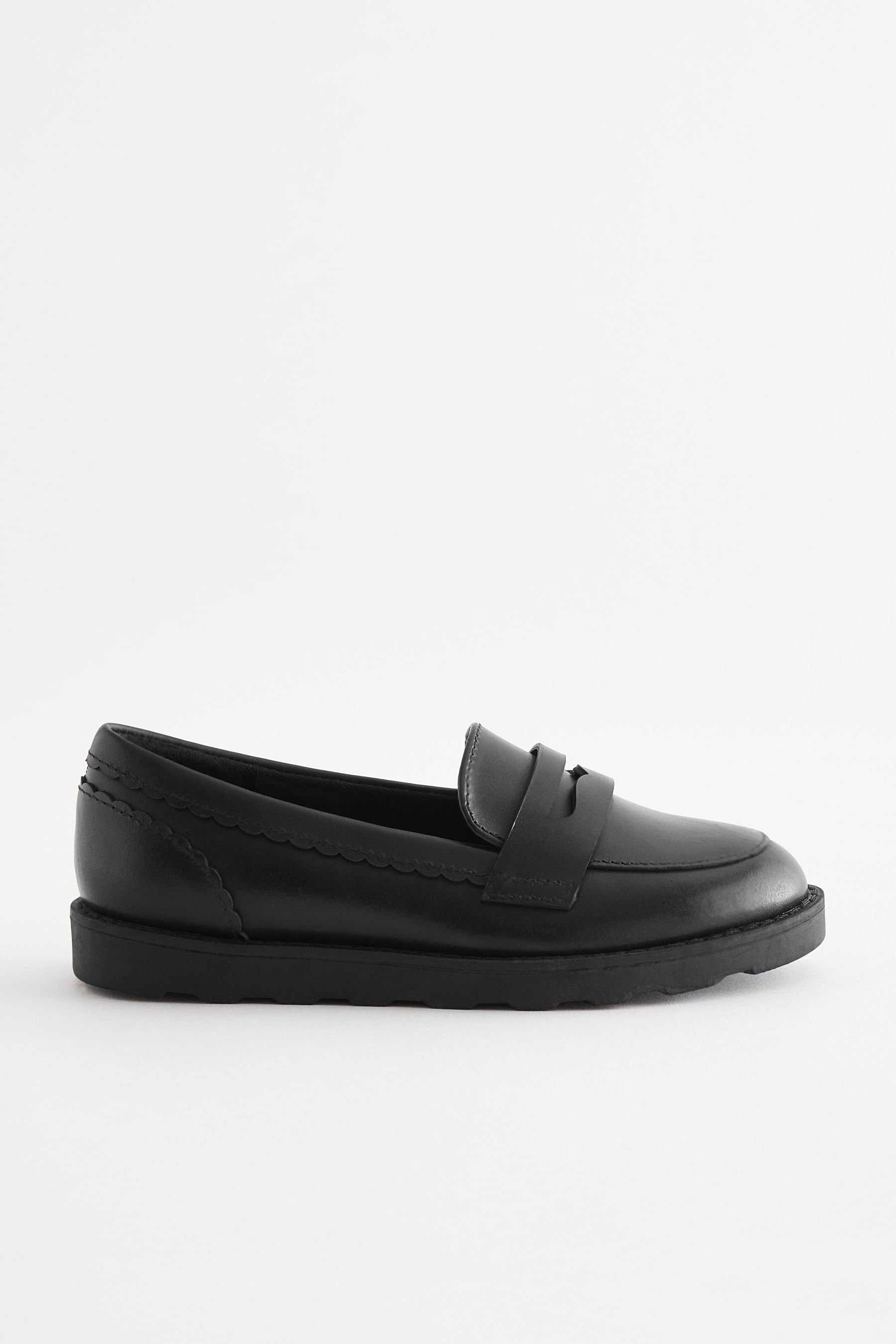 Black Matt School Leather Loafers