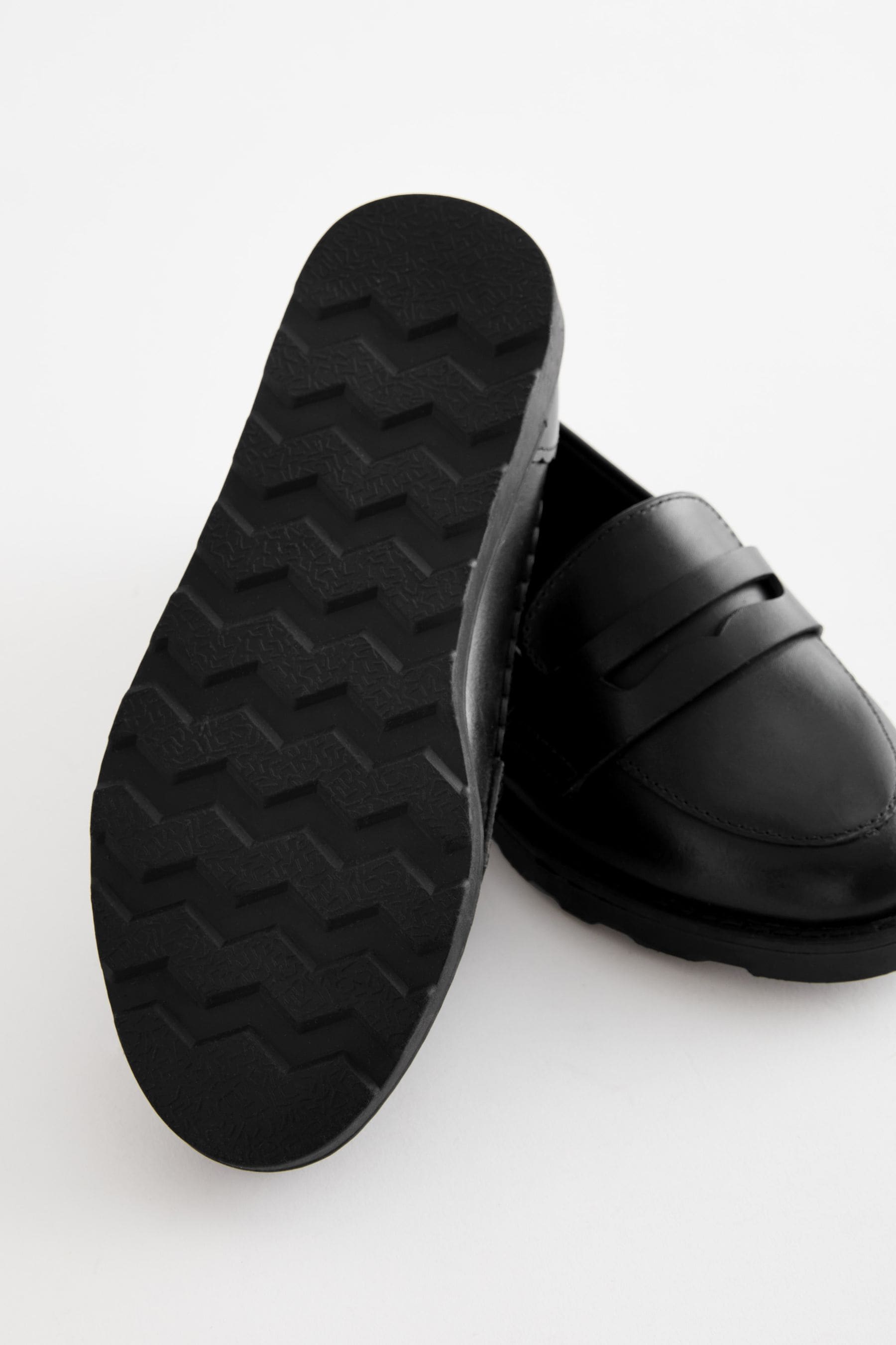 Black Matt School Leather Loafers