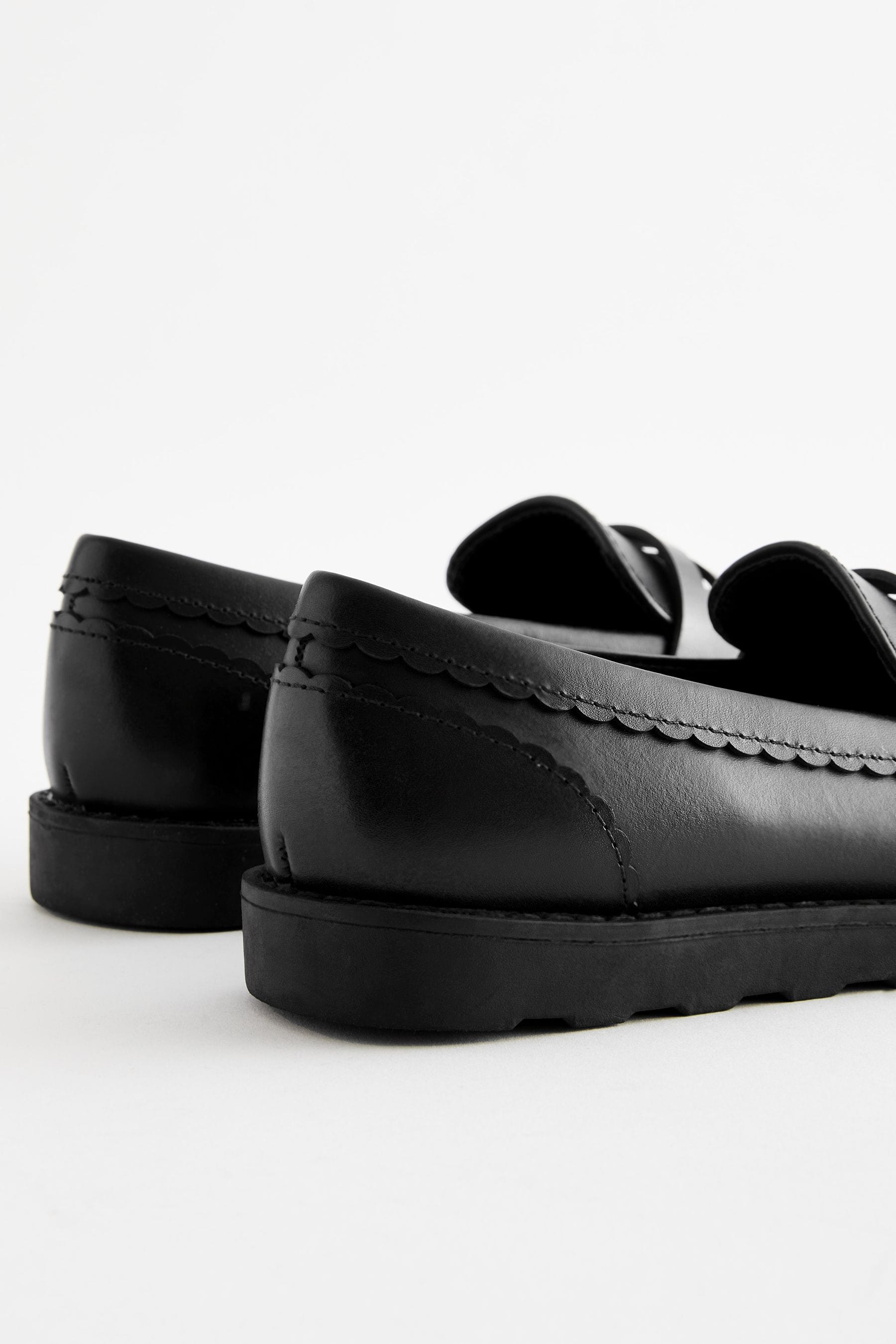 Black Matt School Leather Loafers