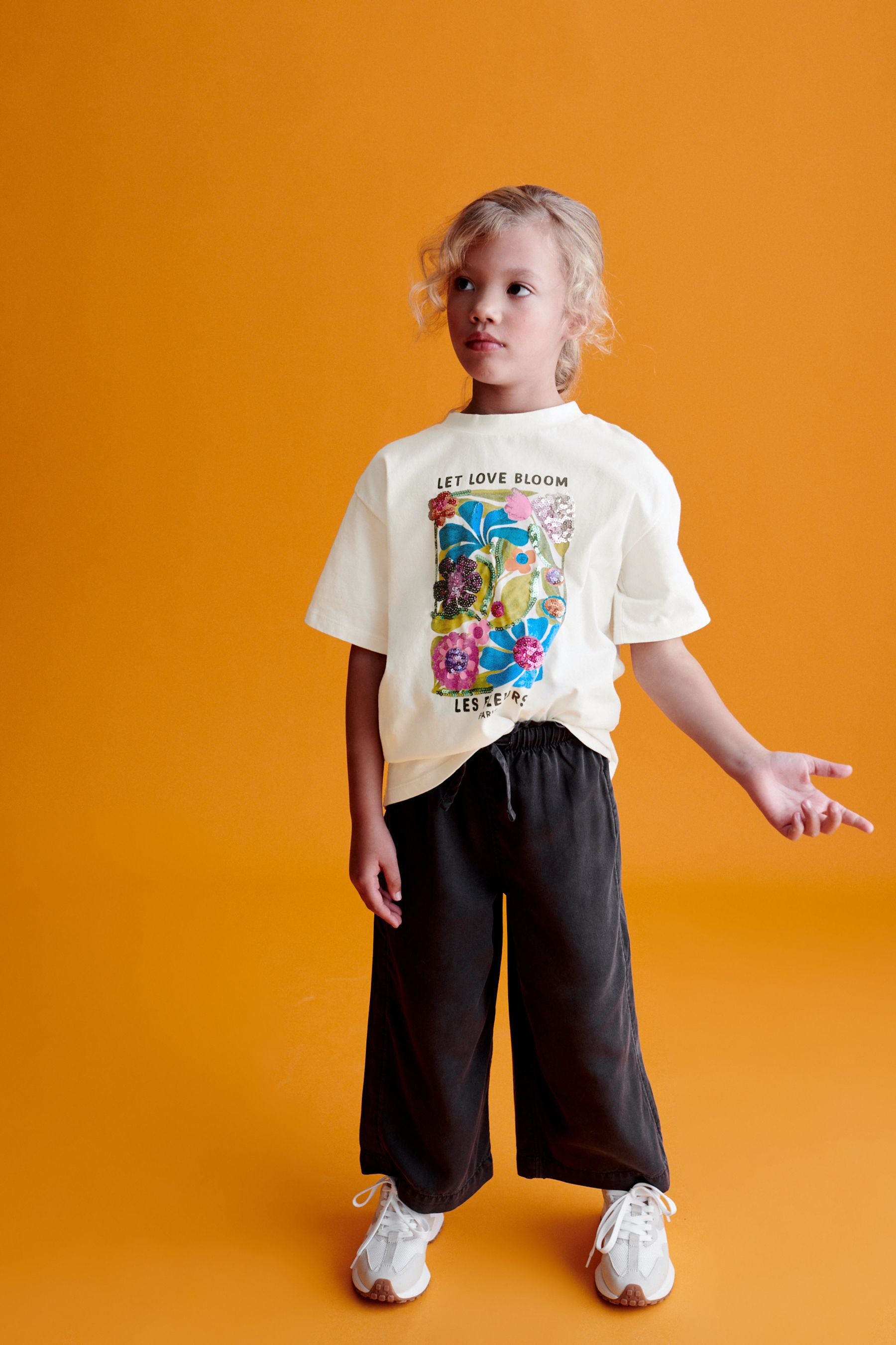 Ecru Oversized Embellished Graphic T-Shirt (3-16yrs)