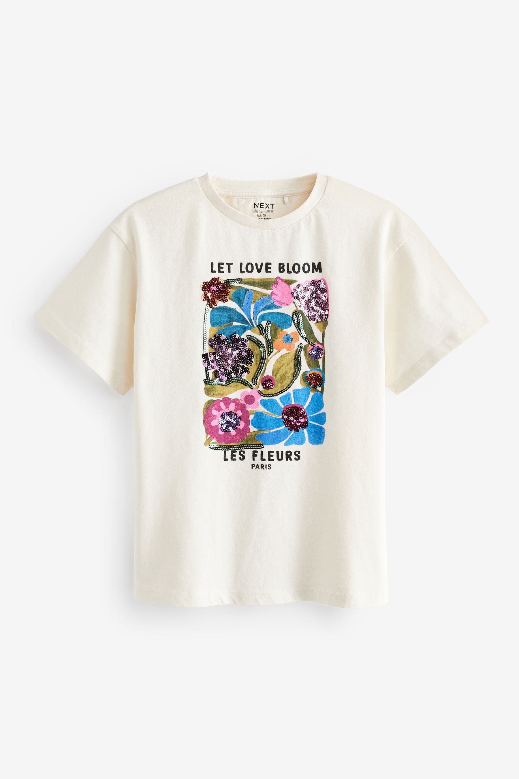 Ecru Oversized Embellished Graphic T-Shirt (3-16yrs)