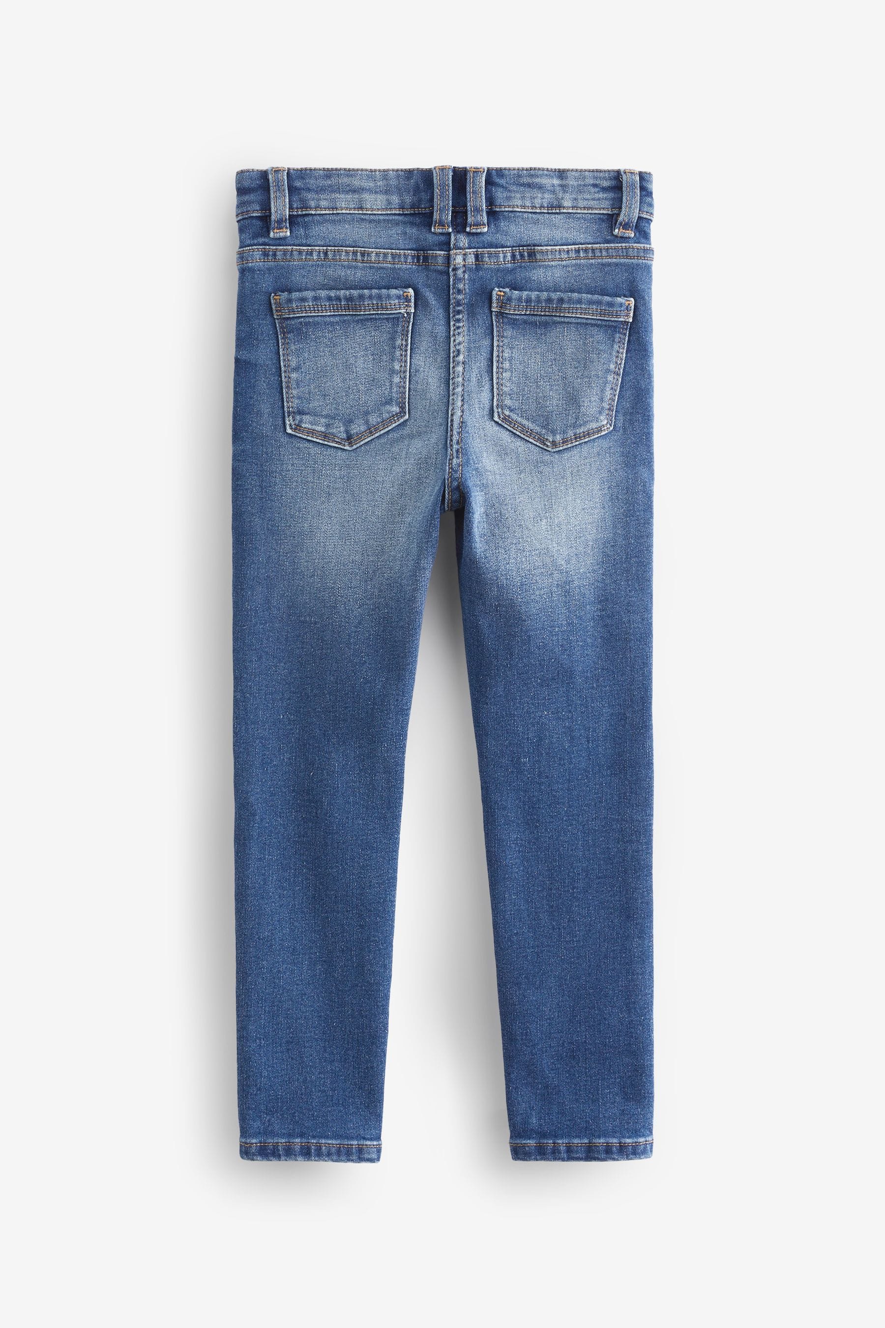 Mid Blue Distressed Regular Fit Skinny Jeans (3-16yrs)