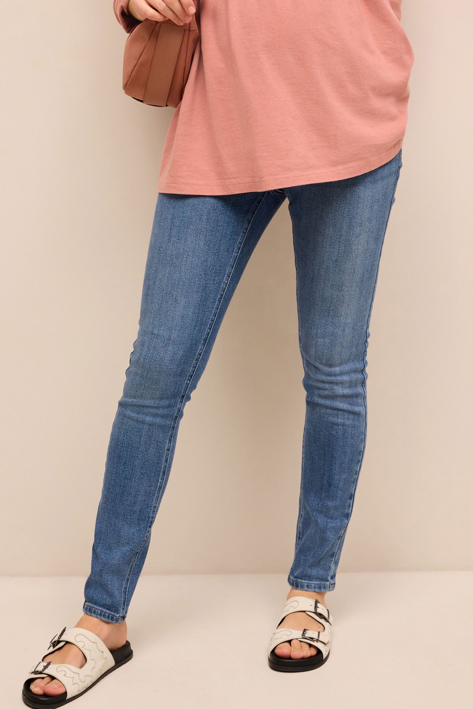 Mid Blue Wash Maternity Skinny Jeans