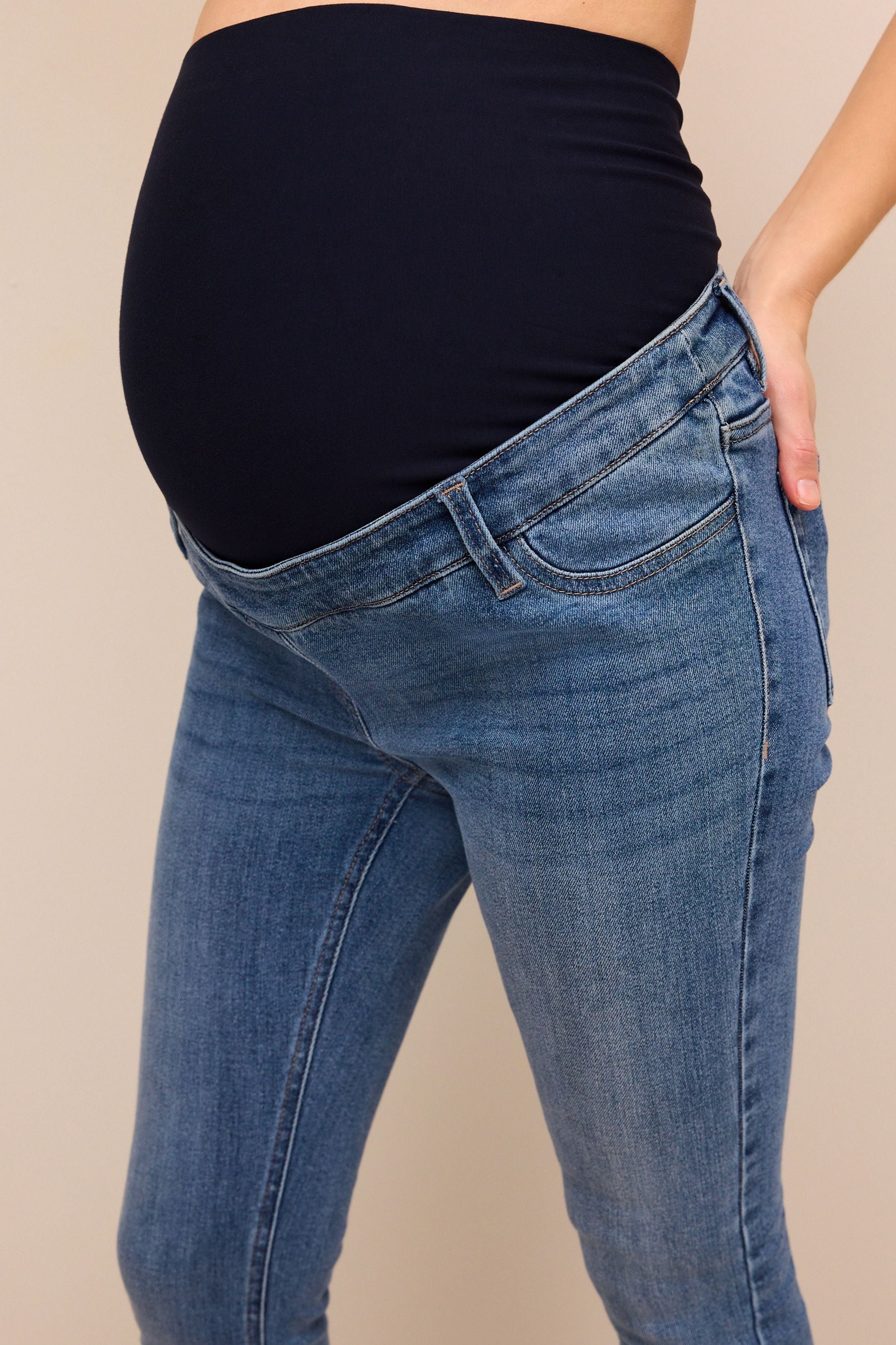 Mid Blue Wash Maternity Skinny Jeans