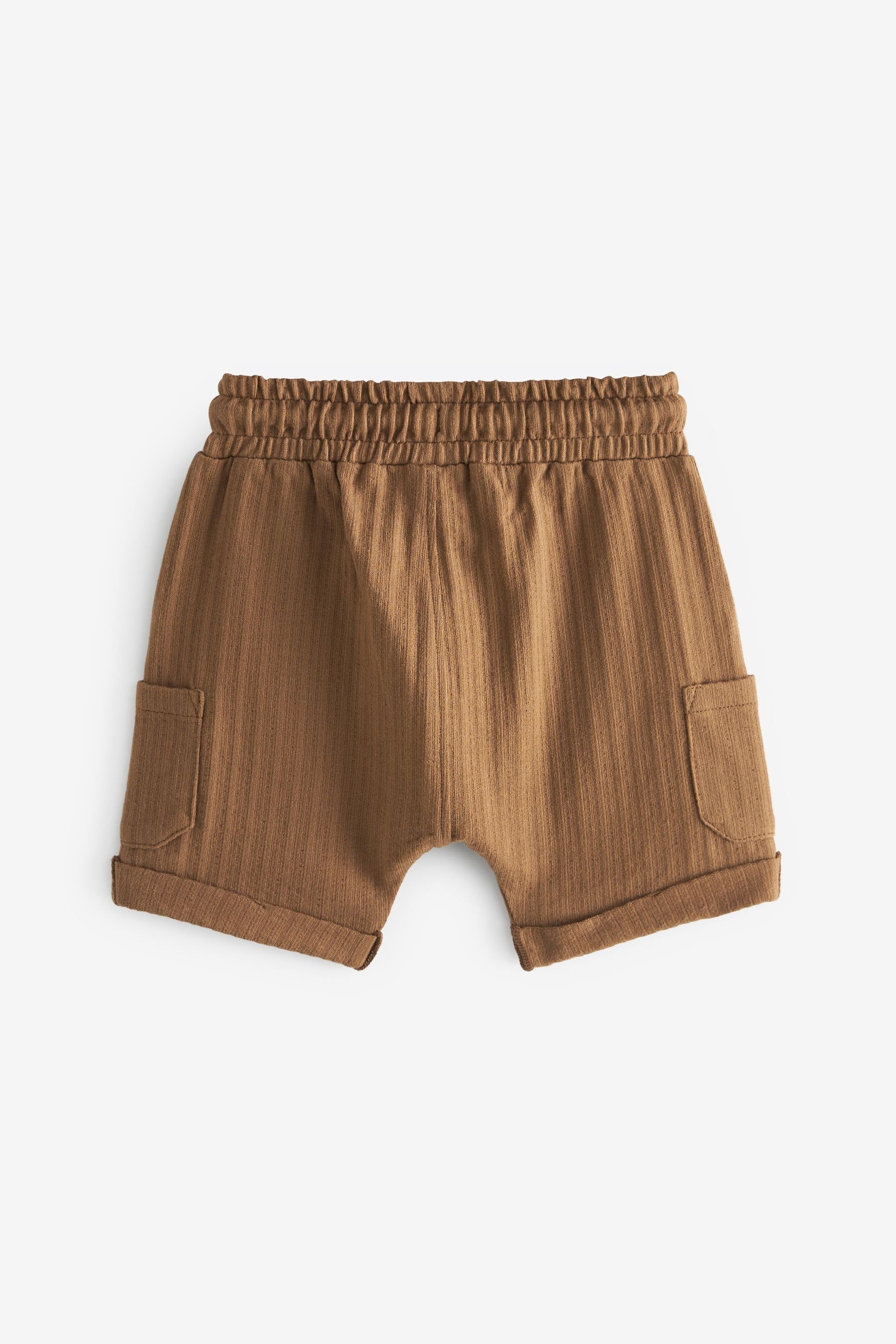 Tan Brown 100% Cotton Lightweight Textured Jersey Shorts (3mths-7yrs)