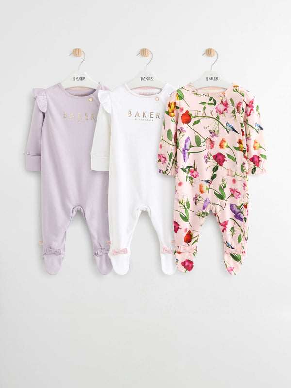 Baker by Ted Baker 100% Cotton Sleepsuits 3 Pack