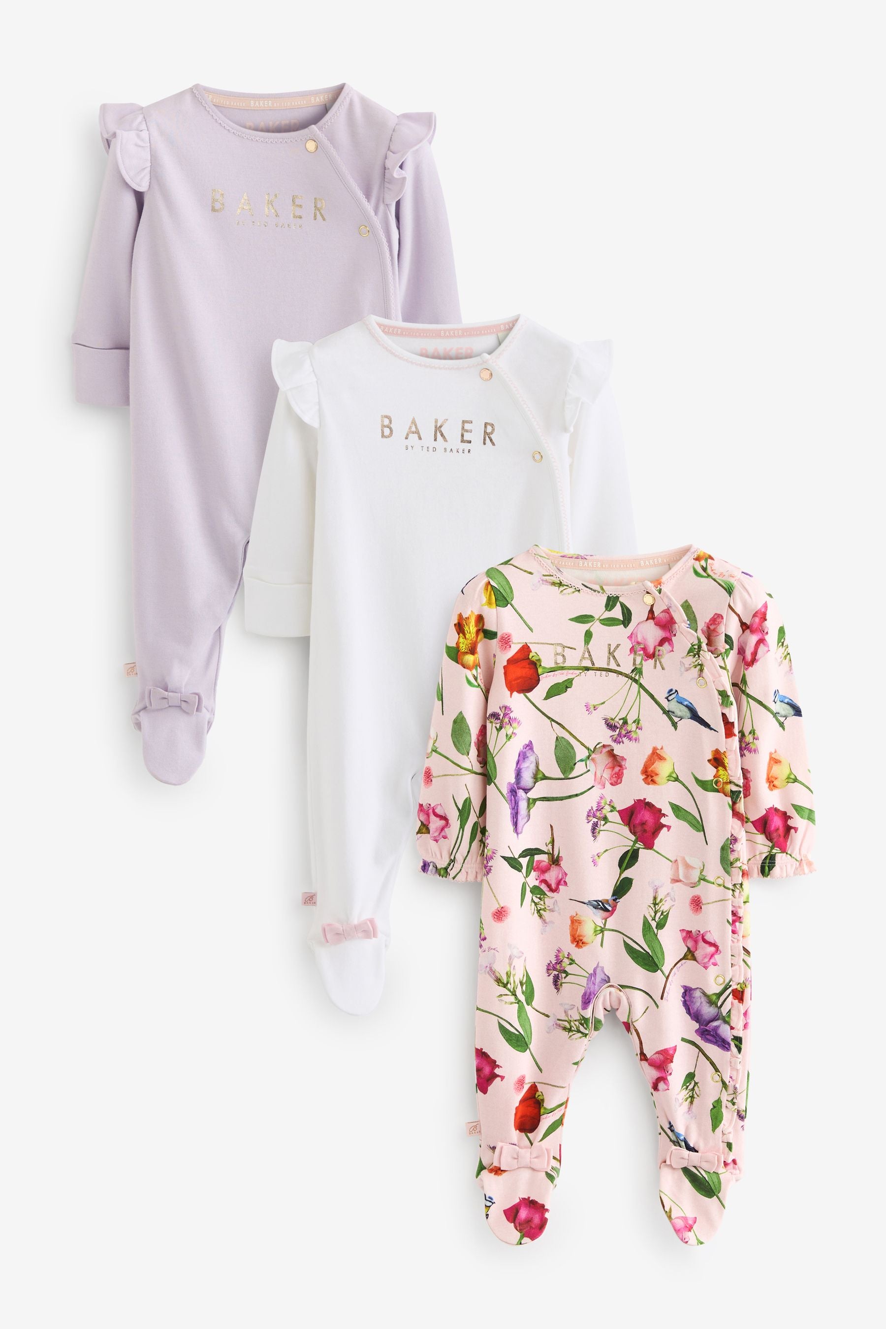 Baker by Ted Baker 100% Cotton Sleepsuits 3 Pack