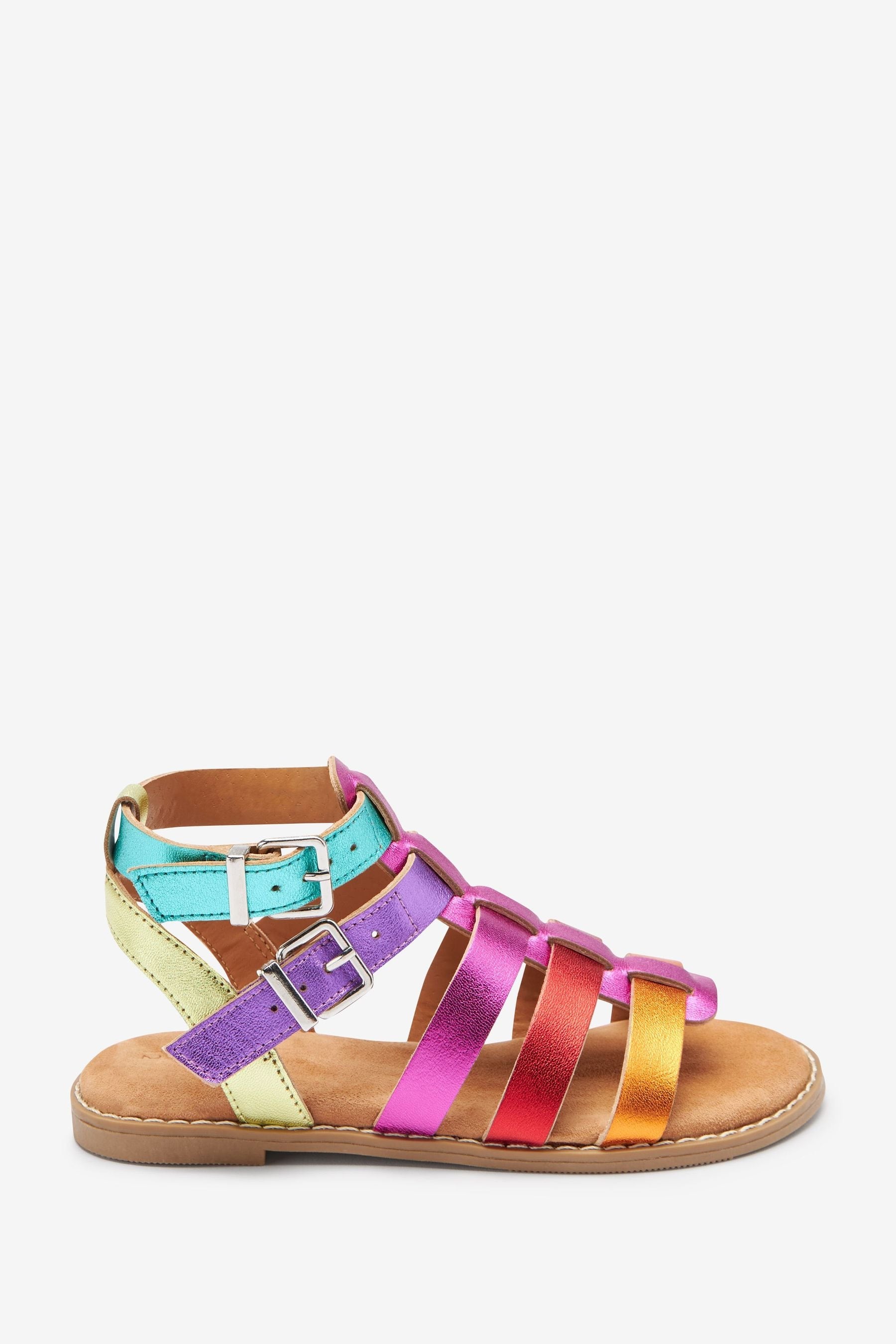 Rainbow Leather Gladiator Sandals