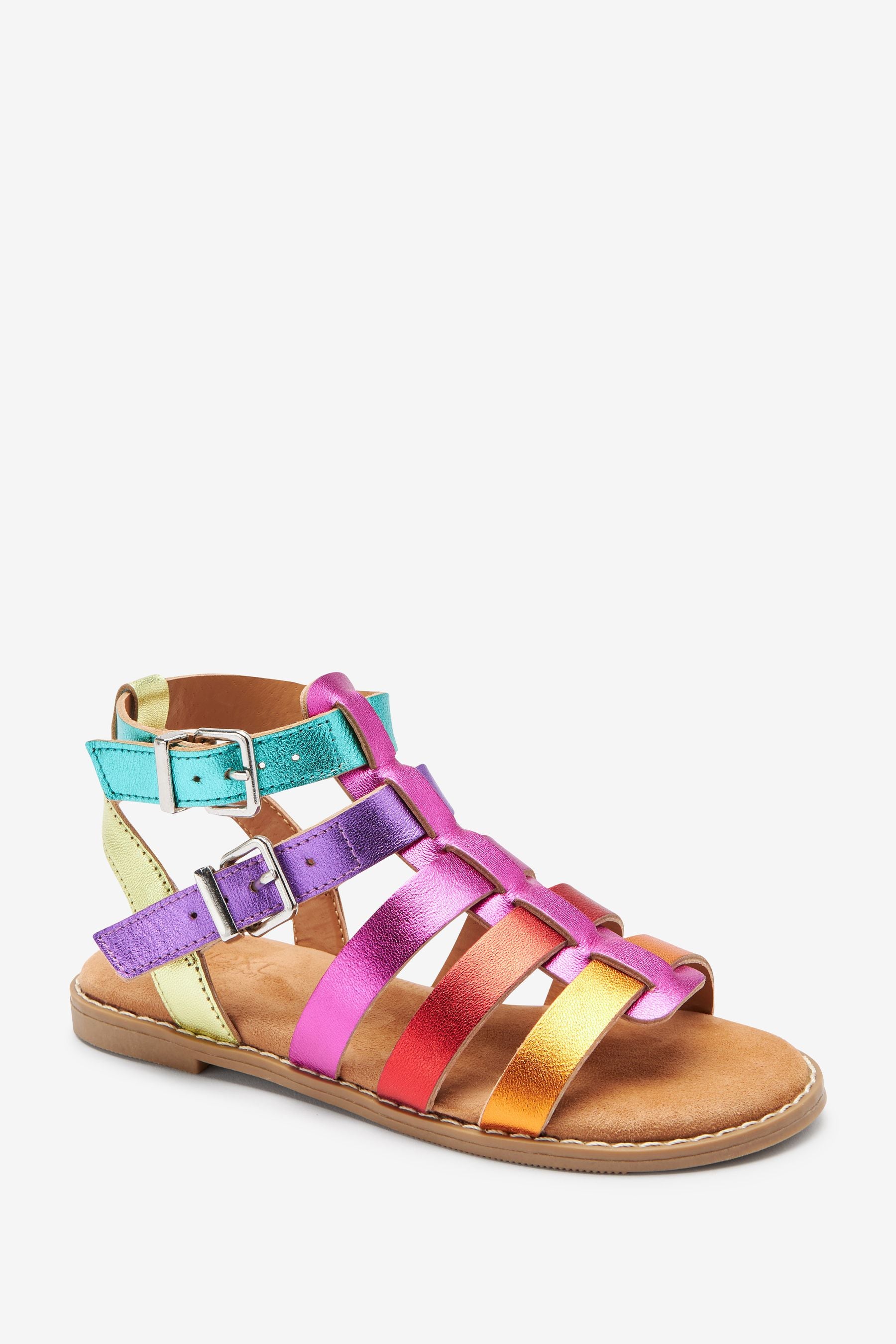 Rainbow Leather Gladiator Sandals