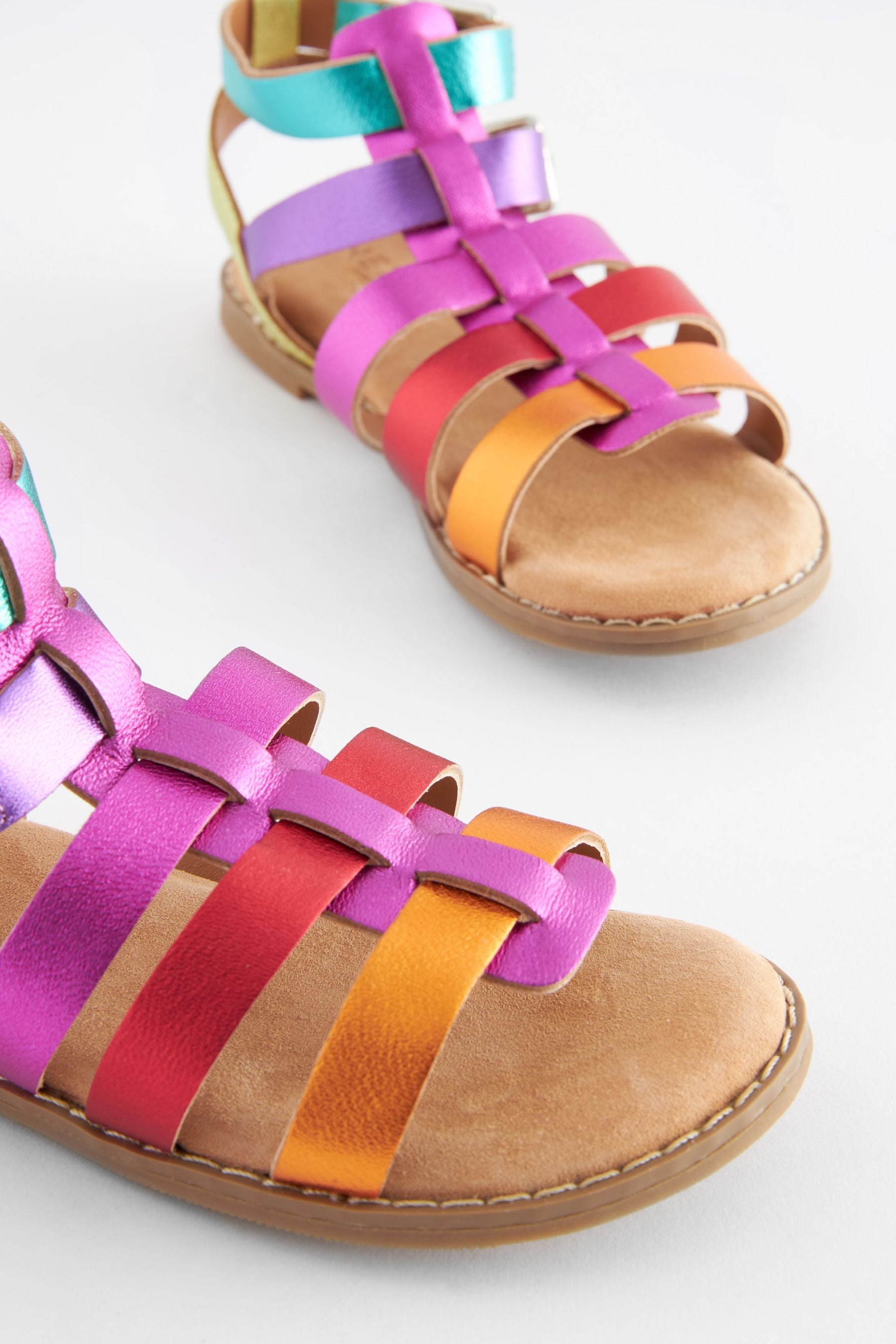 Rainbow Leather Gladiator Sandals