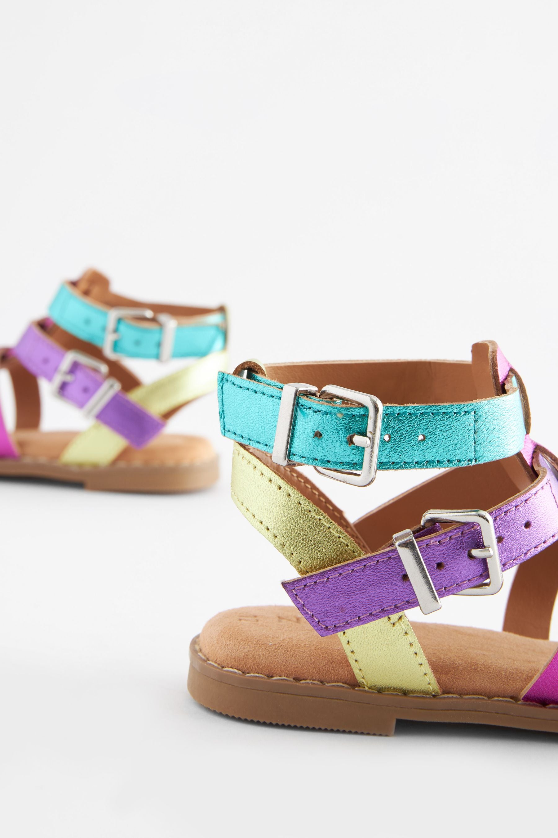 Rainbow Leather Gladiator Sandals