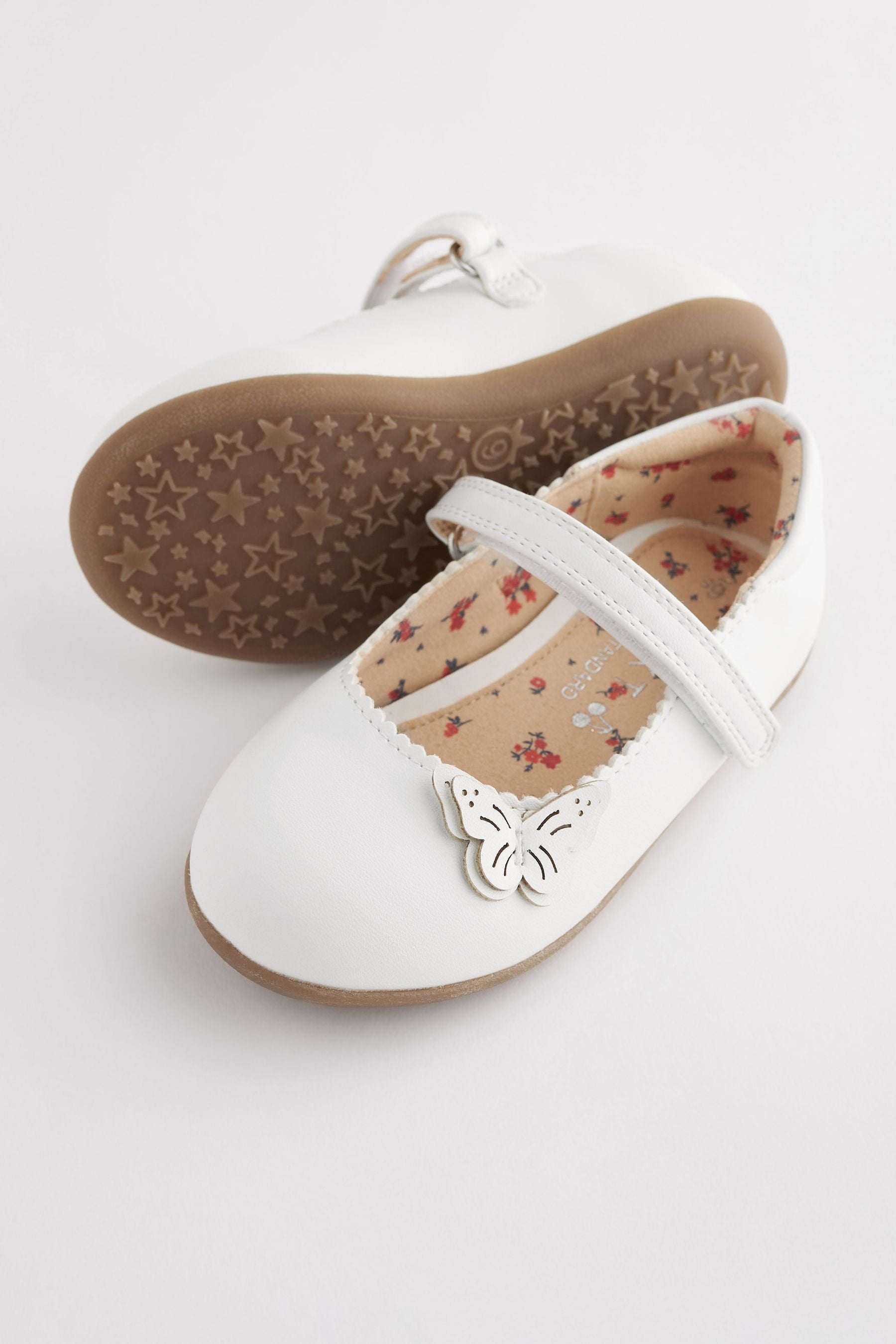 White Wide Fit (G) Butterfly Mary Jane Shoes