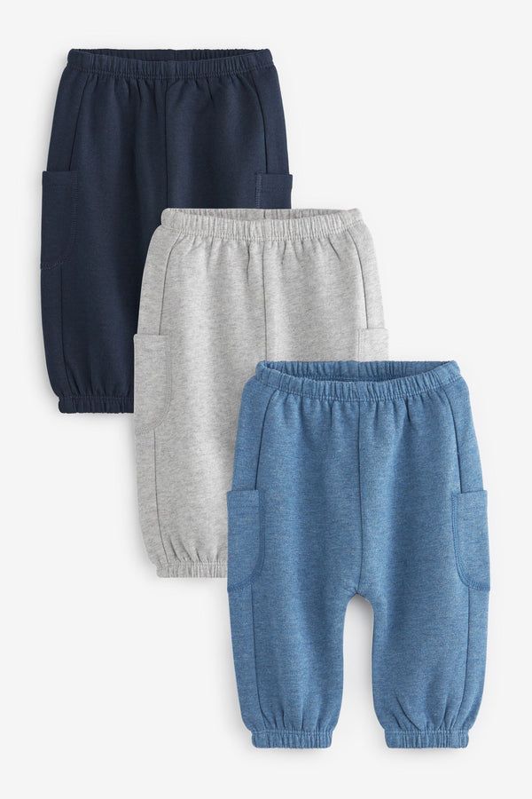 Blue/Grey Joggers 3 Pack (0mths-2yrs)